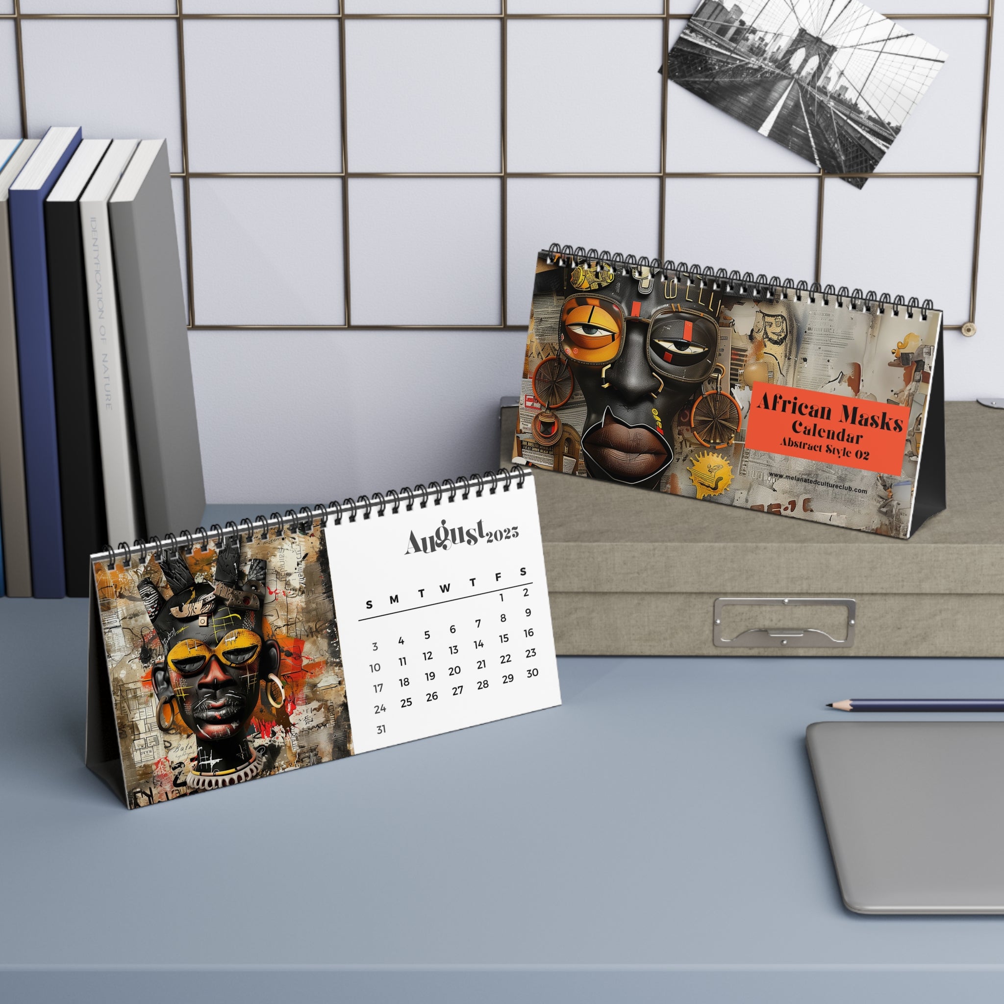 African Masks 2025 Desk Calendar 3D Style