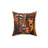 Front view of 14" x 14" African Abstract Art Pillow.