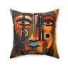 Front view of 20" x 20" African Abstract Art Pillow.