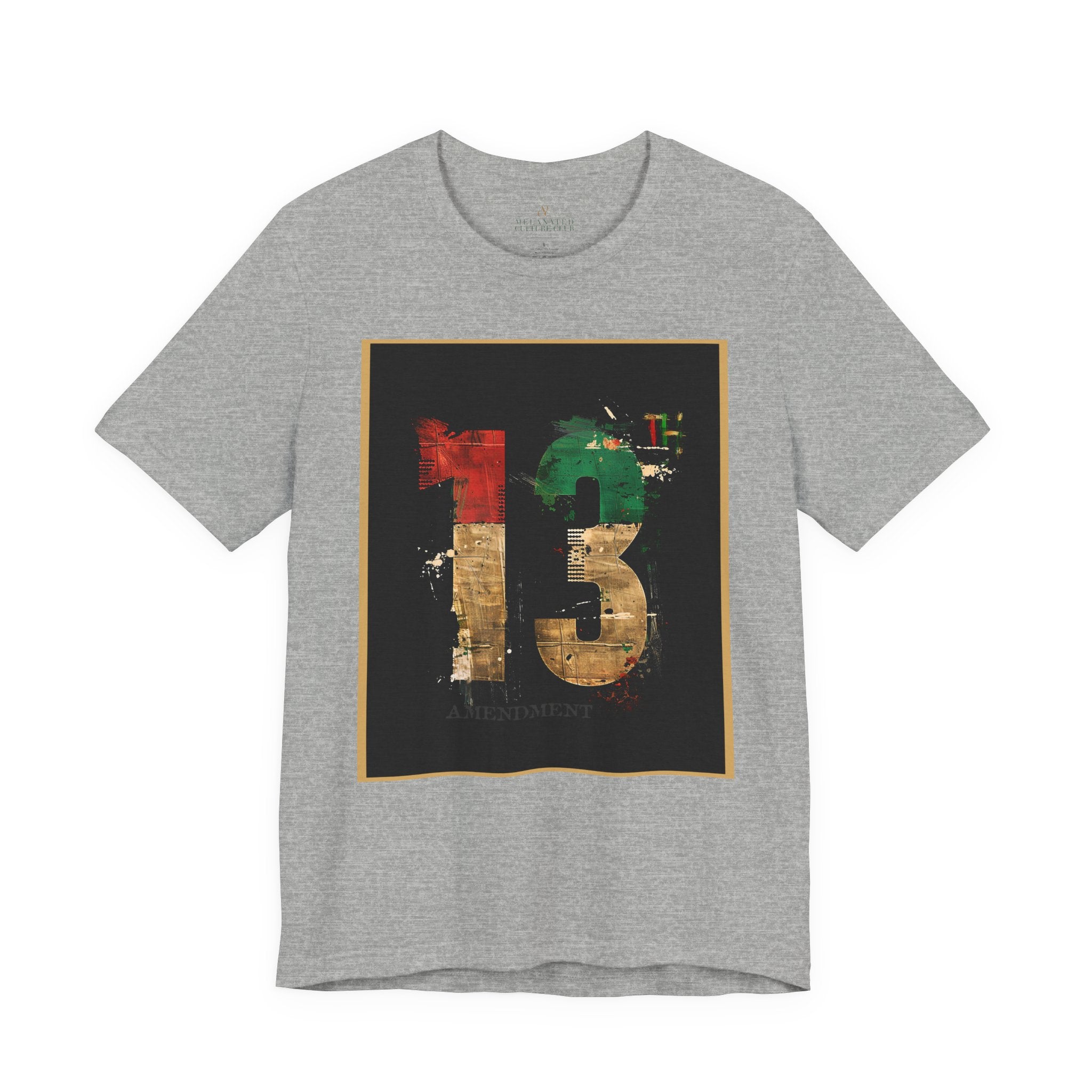 African American Black History graphic t-shirt honoring the 13th Amendment and abolition of slavery in 1865, featuring a bold freedom-inspired Afrocentric design celebrating Black culture, heritage, and Juneteenth pride.