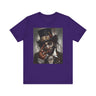Voodoo Priest Tee Shirt featuring an Afrocentric gothic design of a voodoo priest in a top hat with skull face paint, red eyes, dark fantasy Afrocentric streetwear. (Front style)