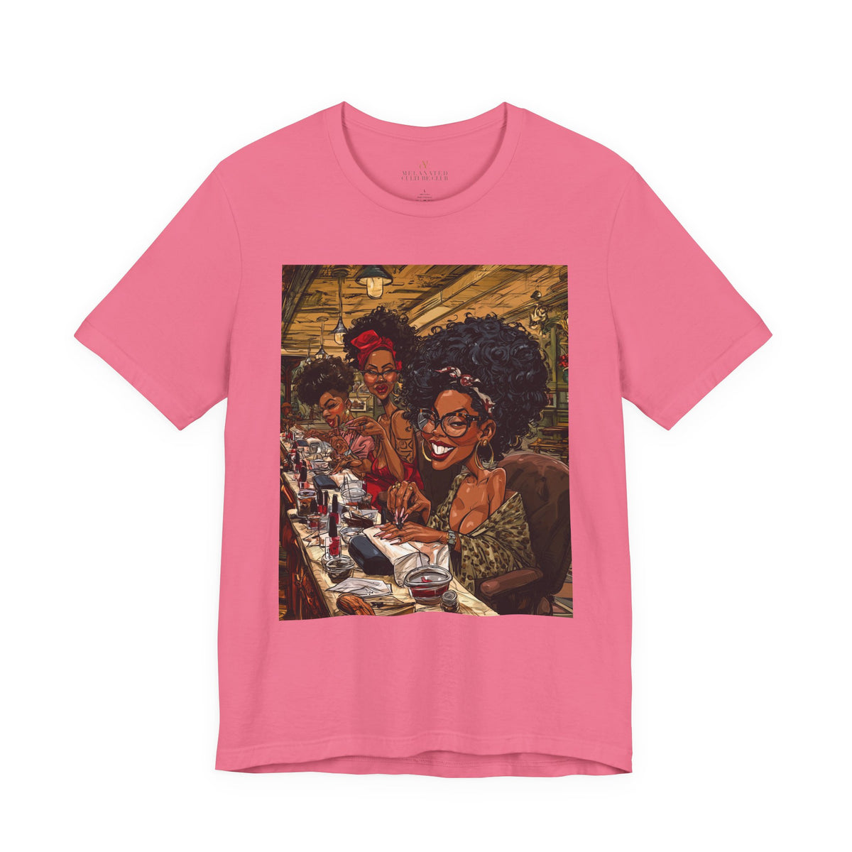 Black Women Nail Salon T-Shirt - Afrocentric Beauty Shop Graphic Tee - Black Girl Self Care Shirt - Color Pink