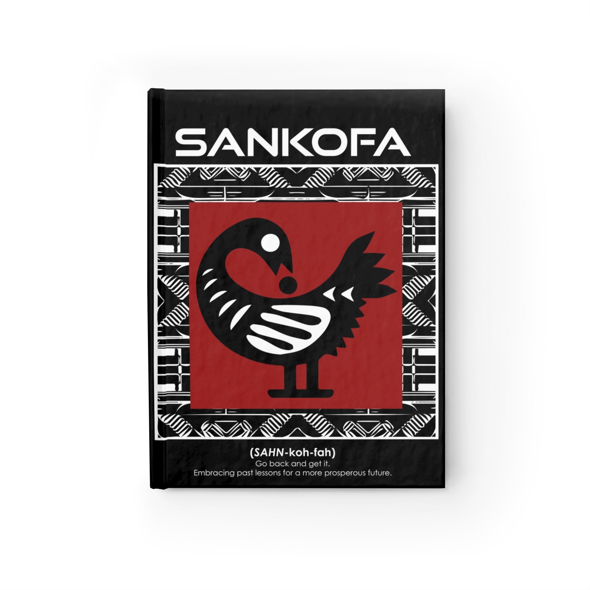 Adinkra Sankofa Journal featuring the bird symbol representing "Go Back and Get It." A tribute to African heritage and Ghanaian culture, perfect for journaling, sketching, and self-reflection.