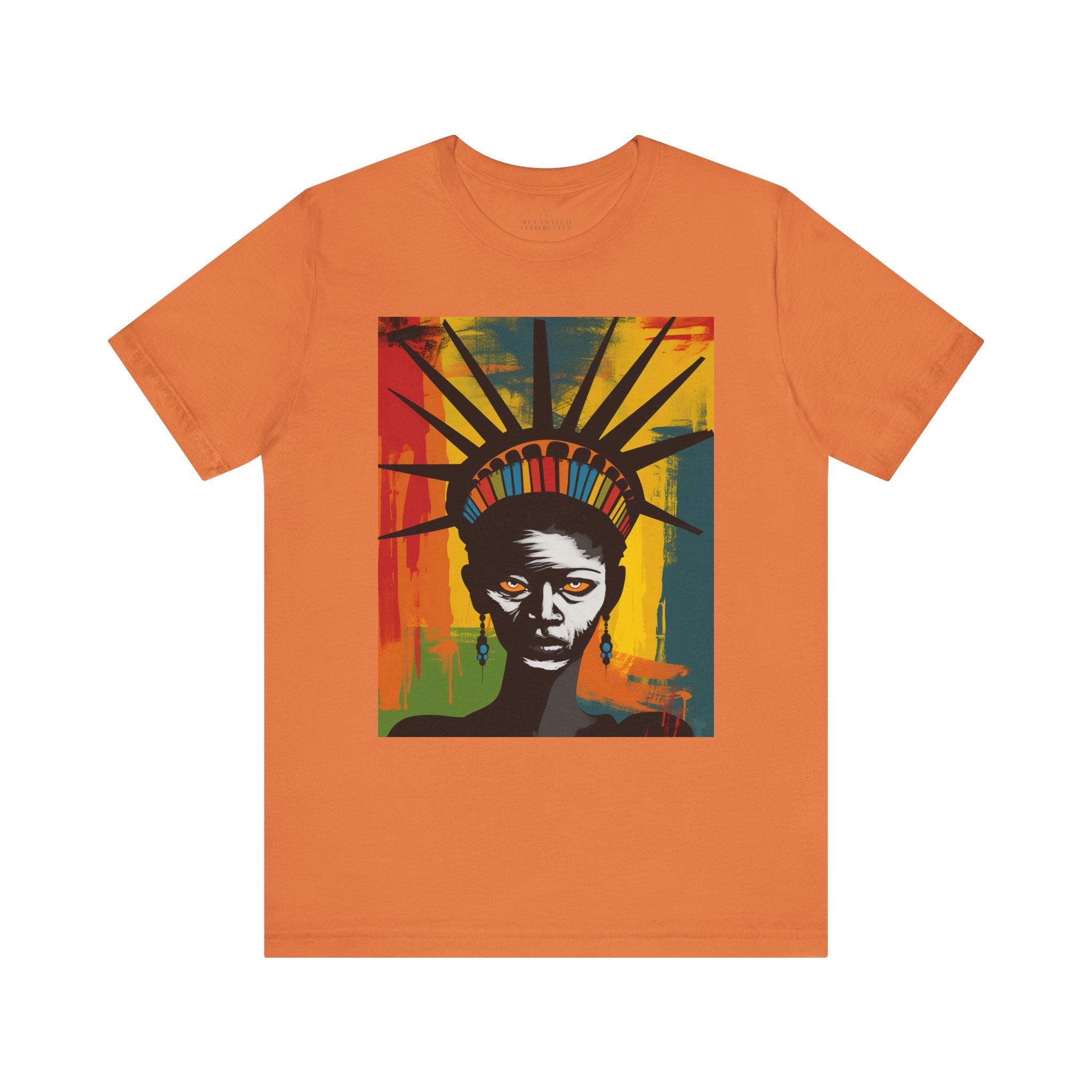 African American Statue of Liberty in orange.