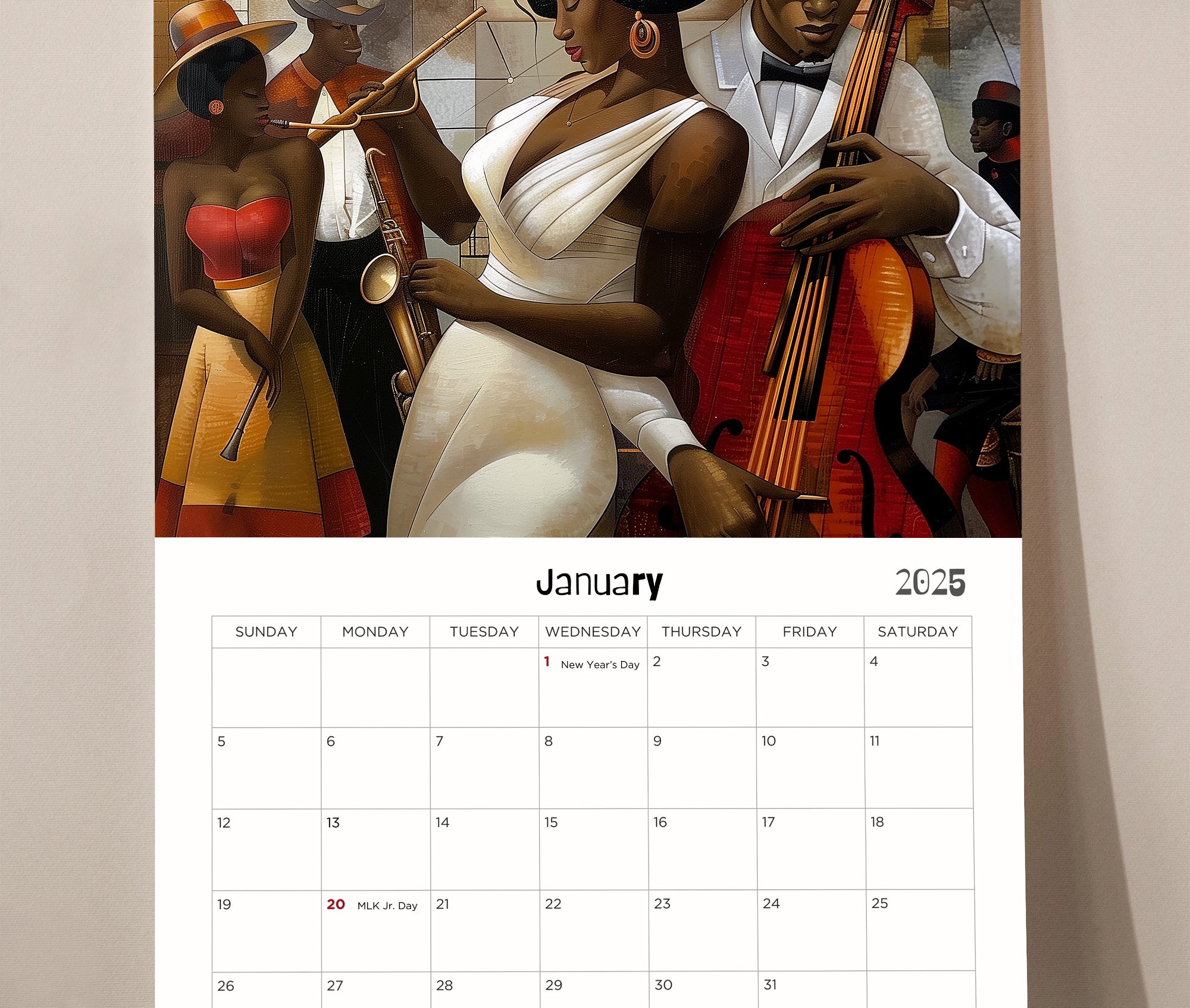 Harlem Renaissance 2025 Jazz Era Wall Calendar.