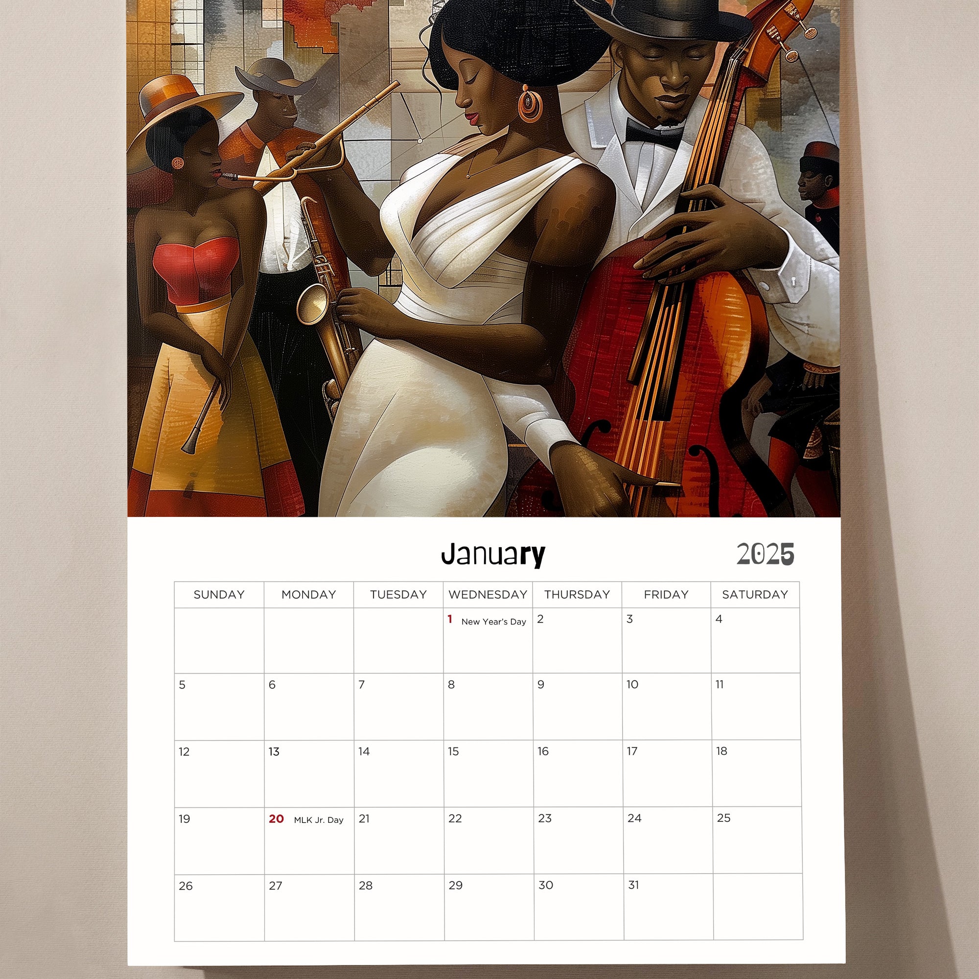 Harlem Renaissance 2025 Jazz Era Wall Calendar.
