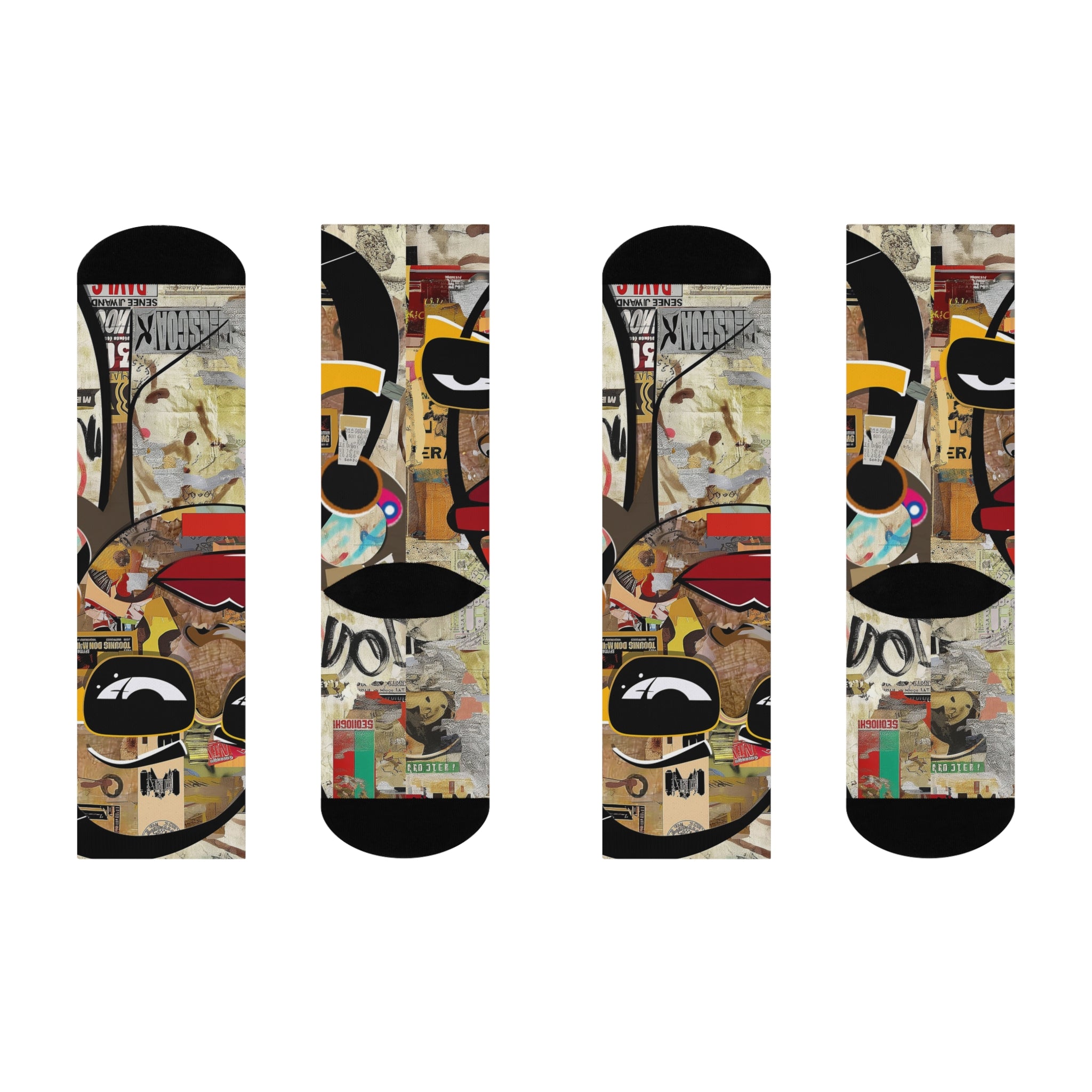 Boss Babe crew socks featuring Afrocentric graffiti art of a stylish Black woman cartoon named Keisha, celebrating confidence, melanin, and empowerment.