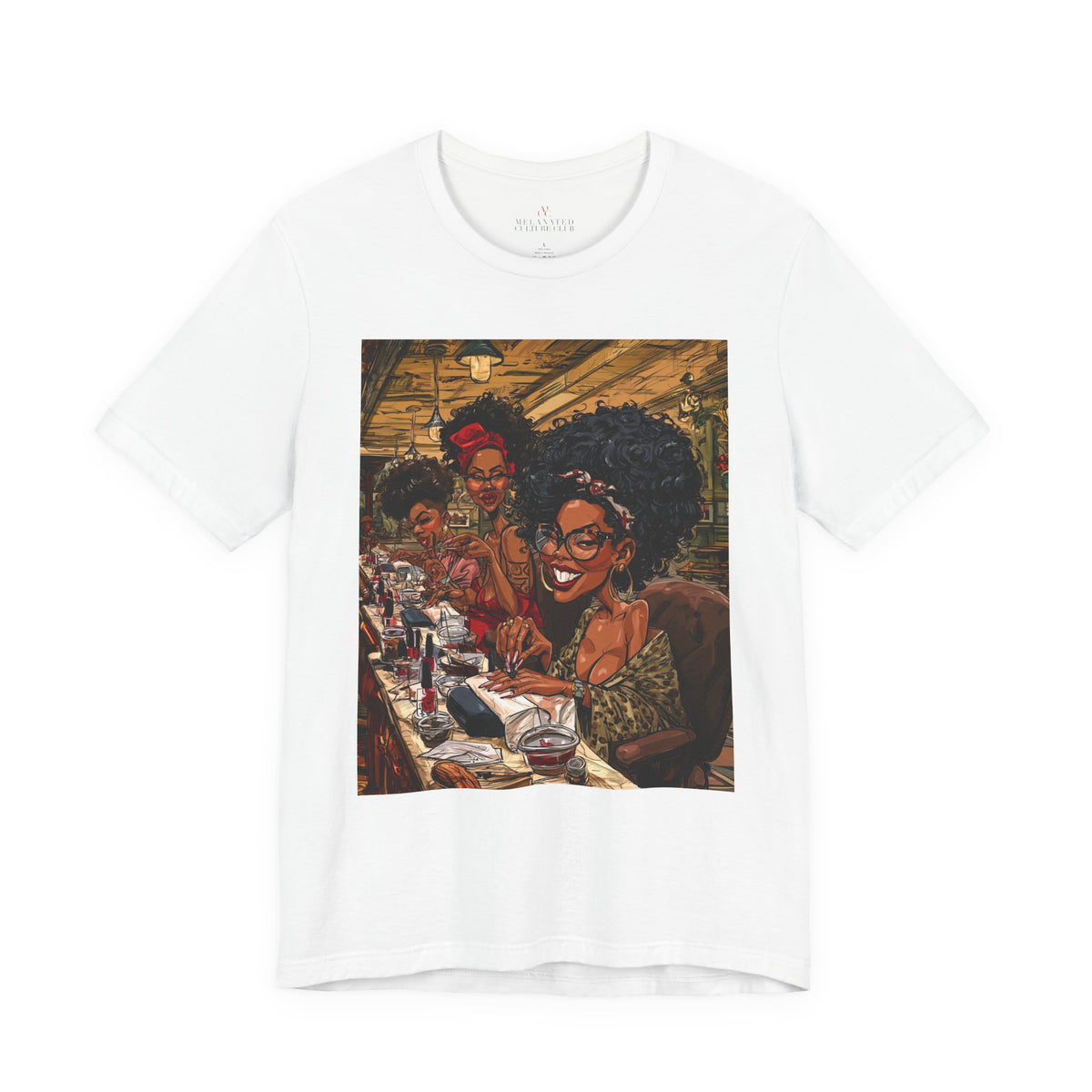 Black Women Nail Salon T-Shirt - Afrocentric Beauty Shop Graphic Tee - Black Girl Self Care Shirt - Color White