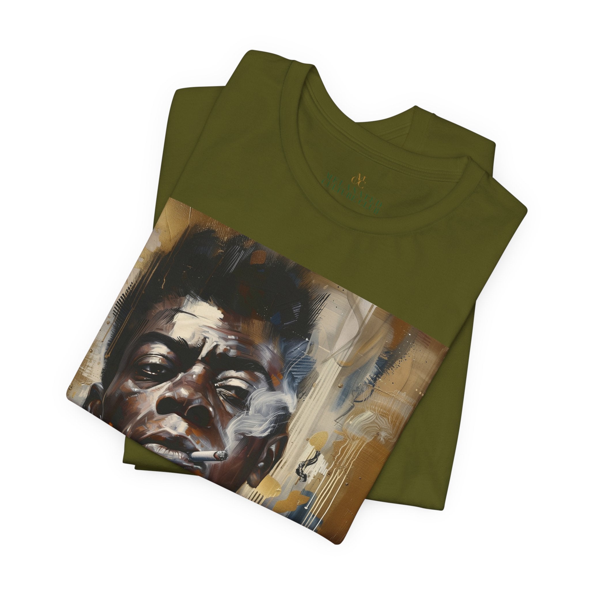 James Baldwin Tee Shirt featuring African American civil rights activist, bold Afrocentric streetwear design, unisex Black culture fashion top.