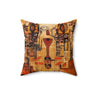 Colorful 16"x16" Afrocentric abstract pattern throw pillow featuring bold geometric shapes, layered textures, and African-inspired contemporary artwork displayed as a decorative accent cushion against a white background.