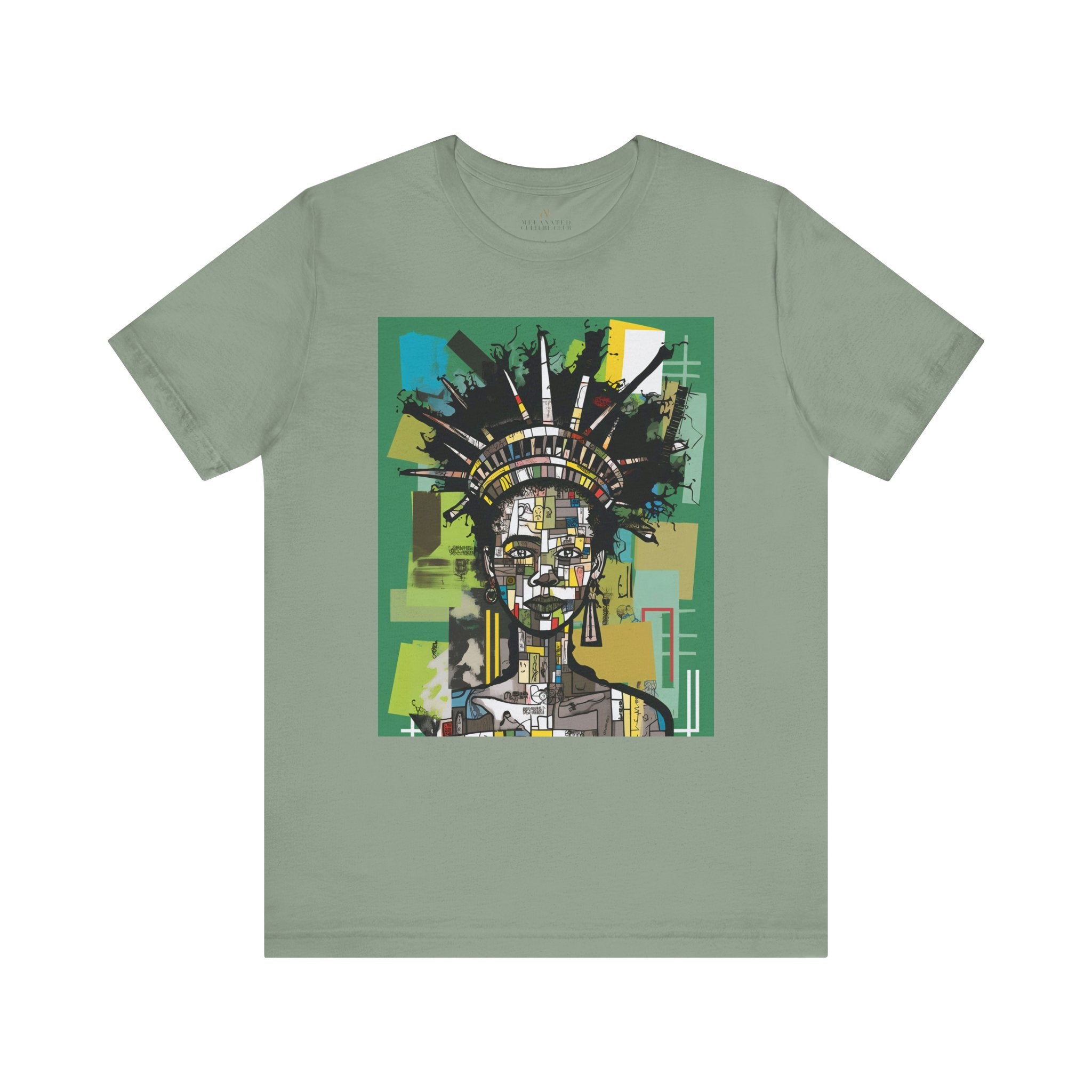 Abstract Black Woman Statue of Liberty Tee  in sage - Style 14