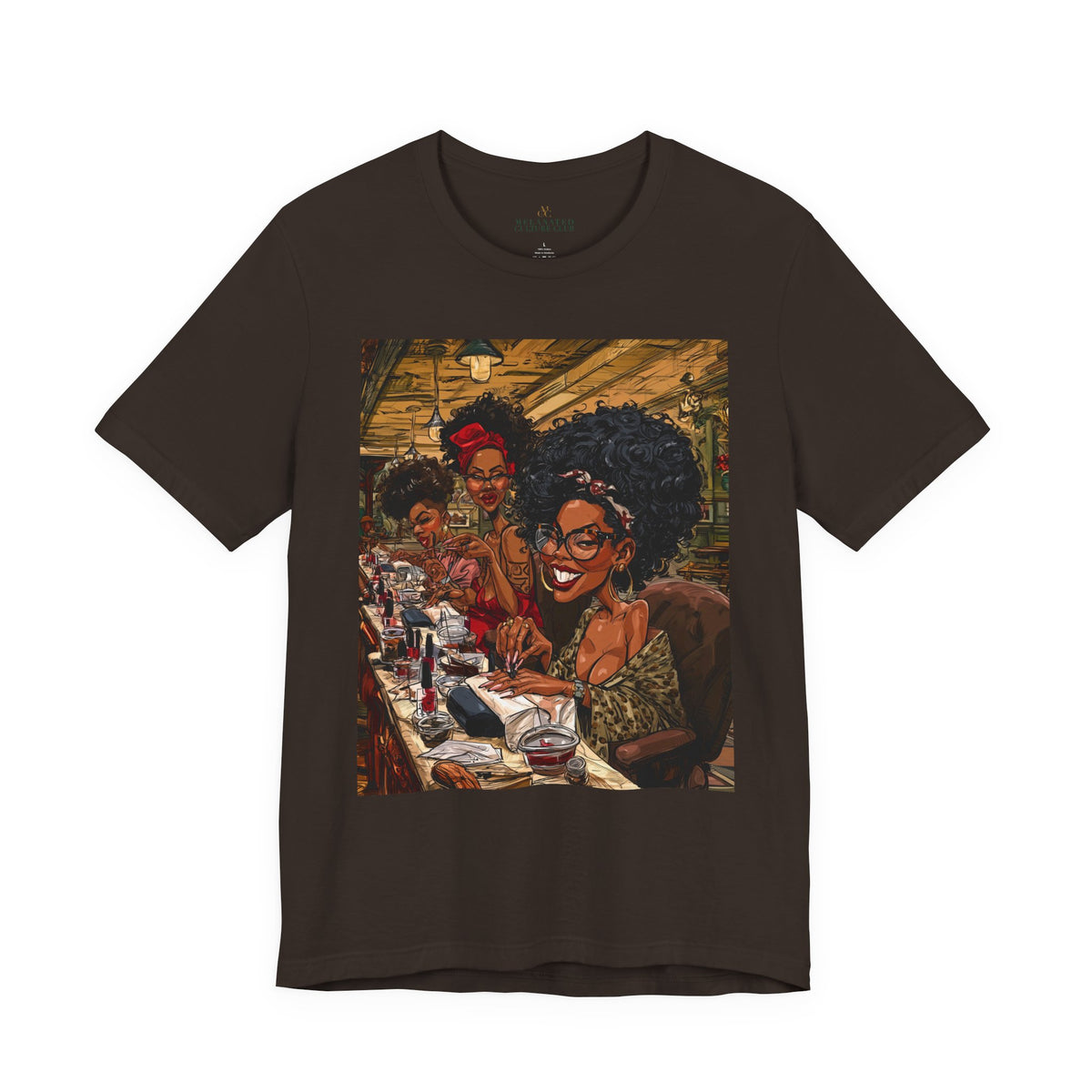 Black Women Nail Salon T-Shirt - Afrocentric Beauty Shop Graphic Tee - Black Girl Self Care Shirt - Color Brown