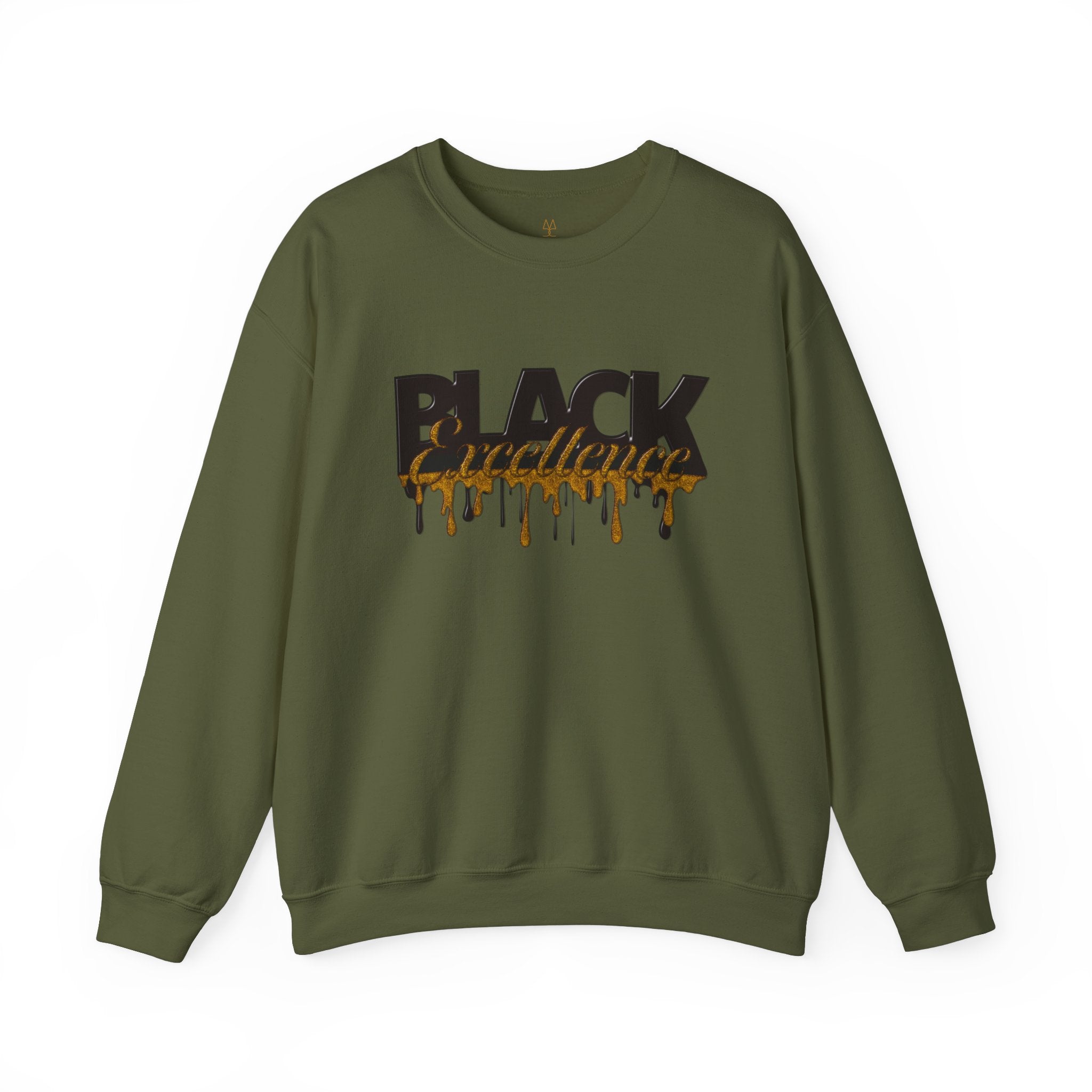 Black Excellence long sleeve sweatshirt in military green.