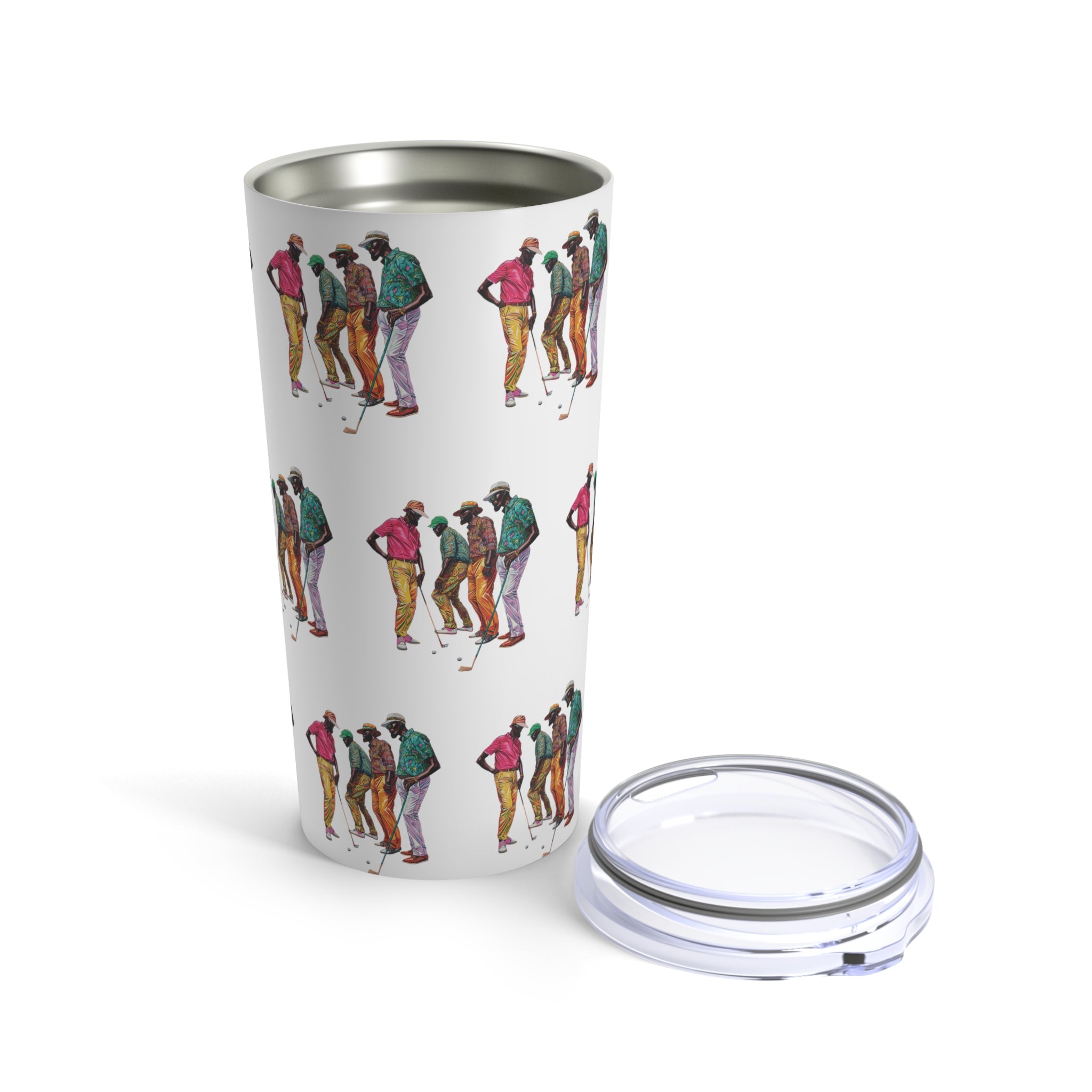 Open lid view of Black Men Golfers Tumbler.