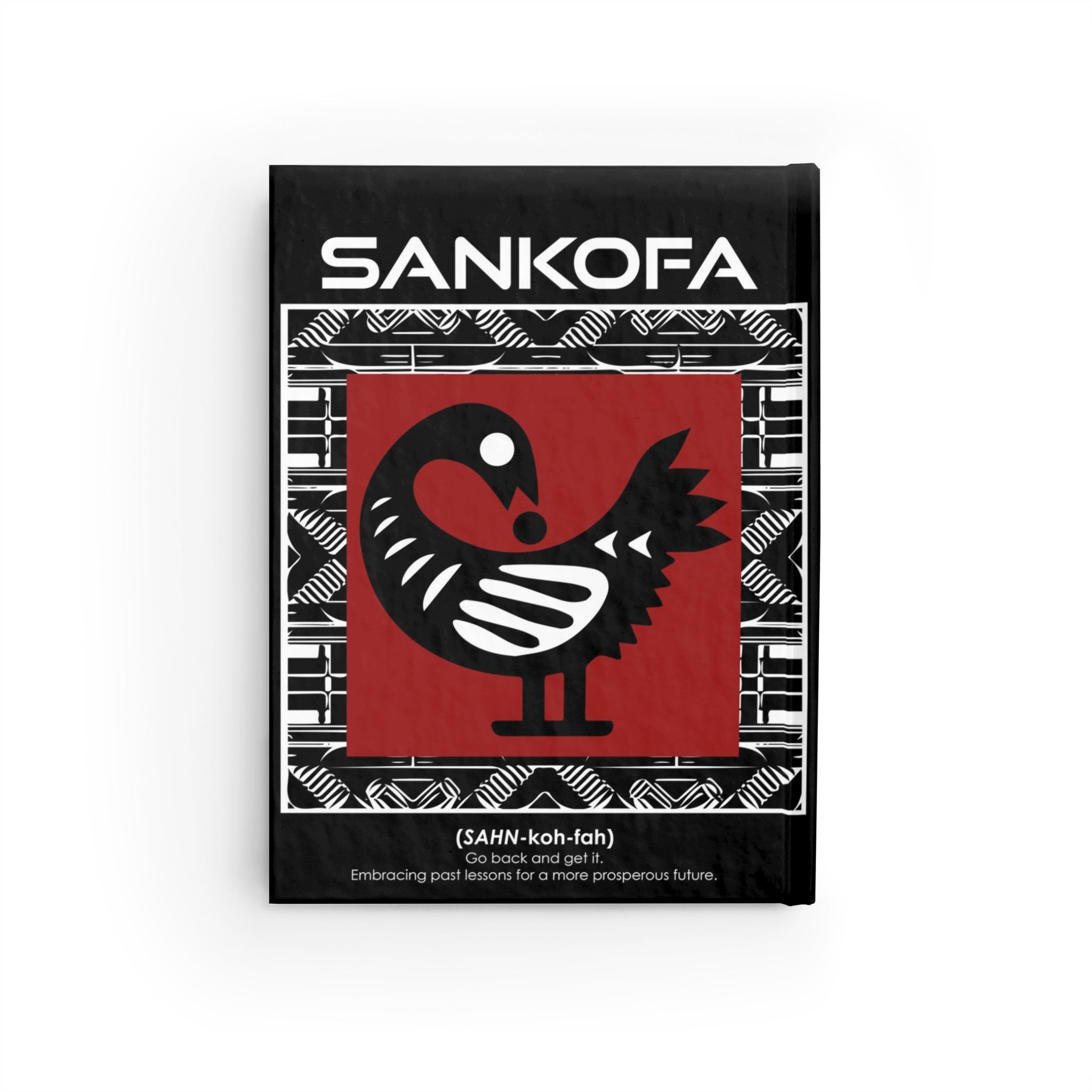 Adinkra Sankofa Journal featuring the bird symbol representing "Go Back and Get It." A tribute to African heritage and Ghanaian culture, perfect for journaling, sketching, and self-reflection.