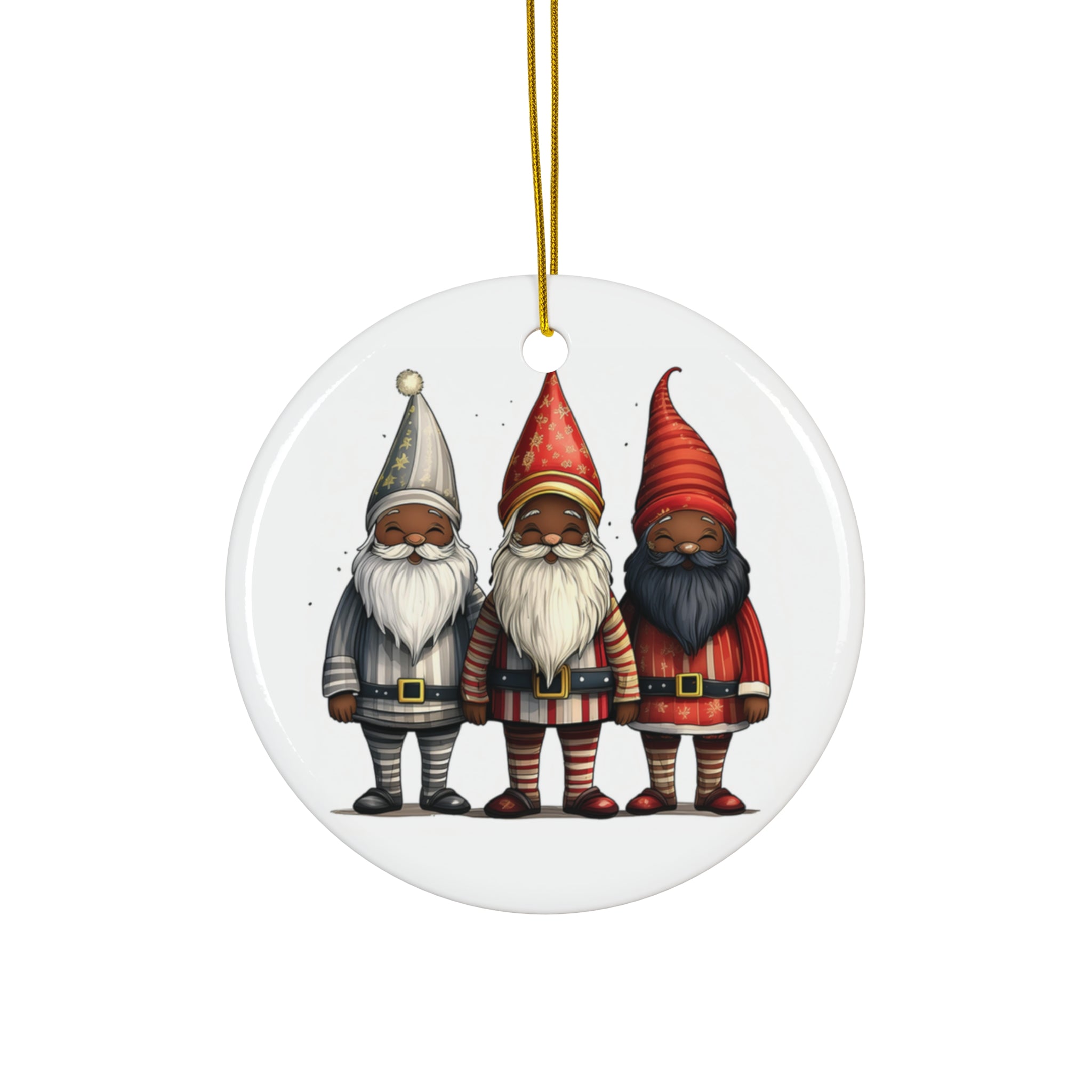 Holiday Elves Christmas Tree Ornament - African American Santa Elves Ornament