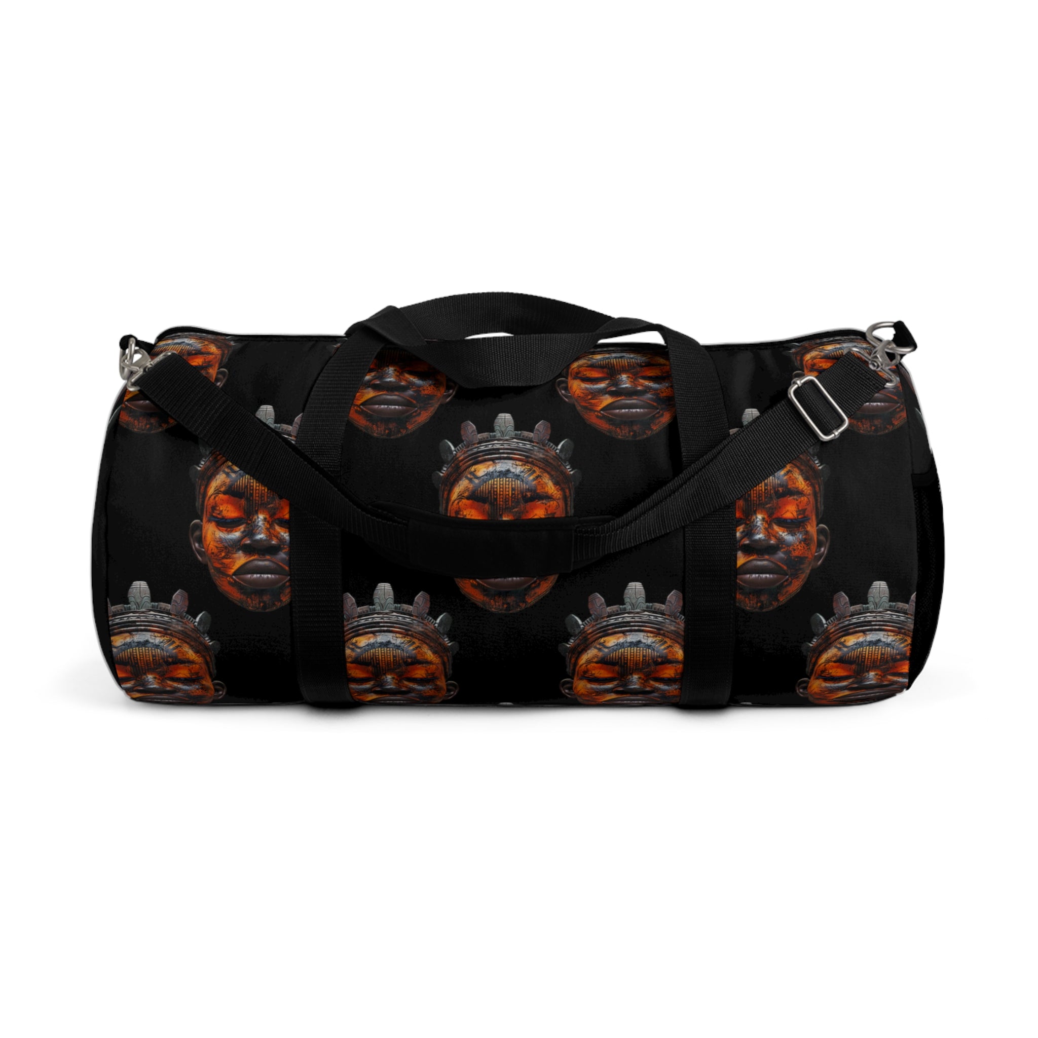 Back view of African Mask Duffel Bag.