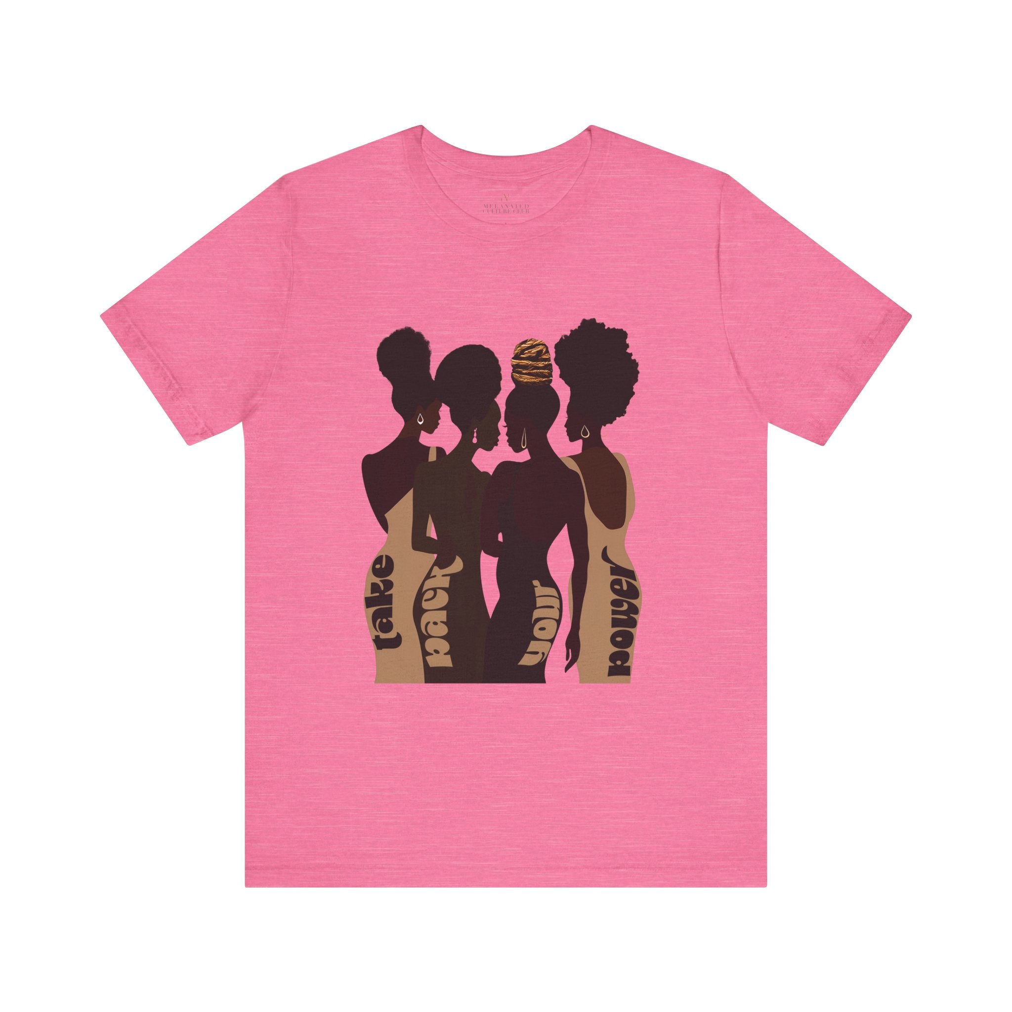 African American Women Tee Take Back Your Power Shirt in pink.