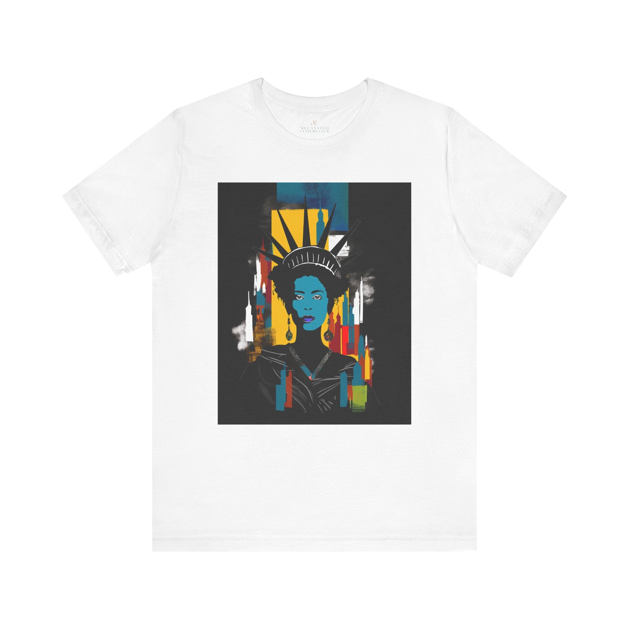 Black Woman Statue of Liberty Tee in white.