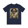 Rosa Parks Mugshot T-Shirt featuring her 1955 booking photo in a bold graphic design. Afrocentric streetwear style honoring civil rights history and Black heritage.