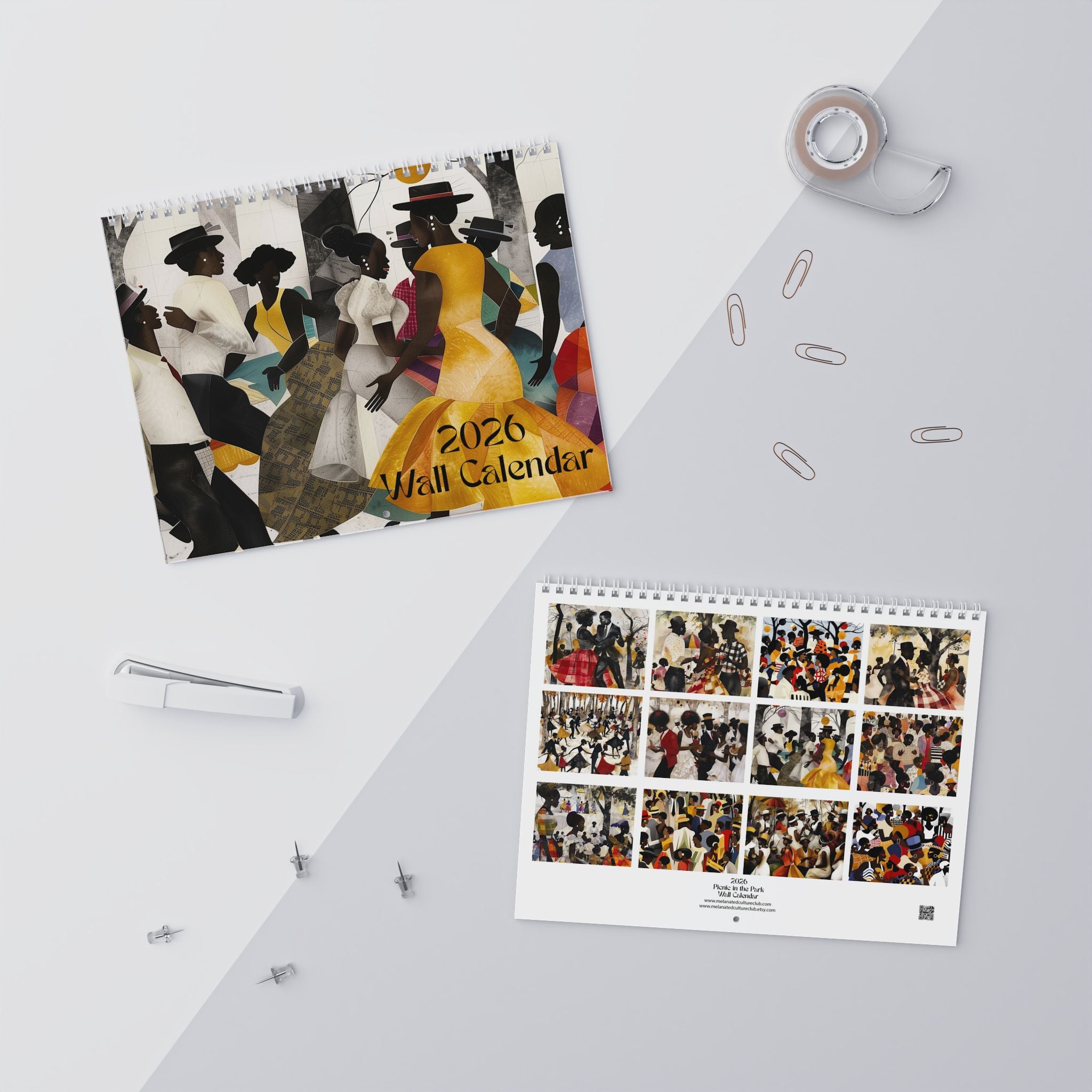 2026 Picnic in the Park Wall Calendar featuring African American lifestyle art. Afrocentric calendar with family reunion celebration, Black culture inspiration, and vibrant home décor. (14 in. x 11.5 in.)