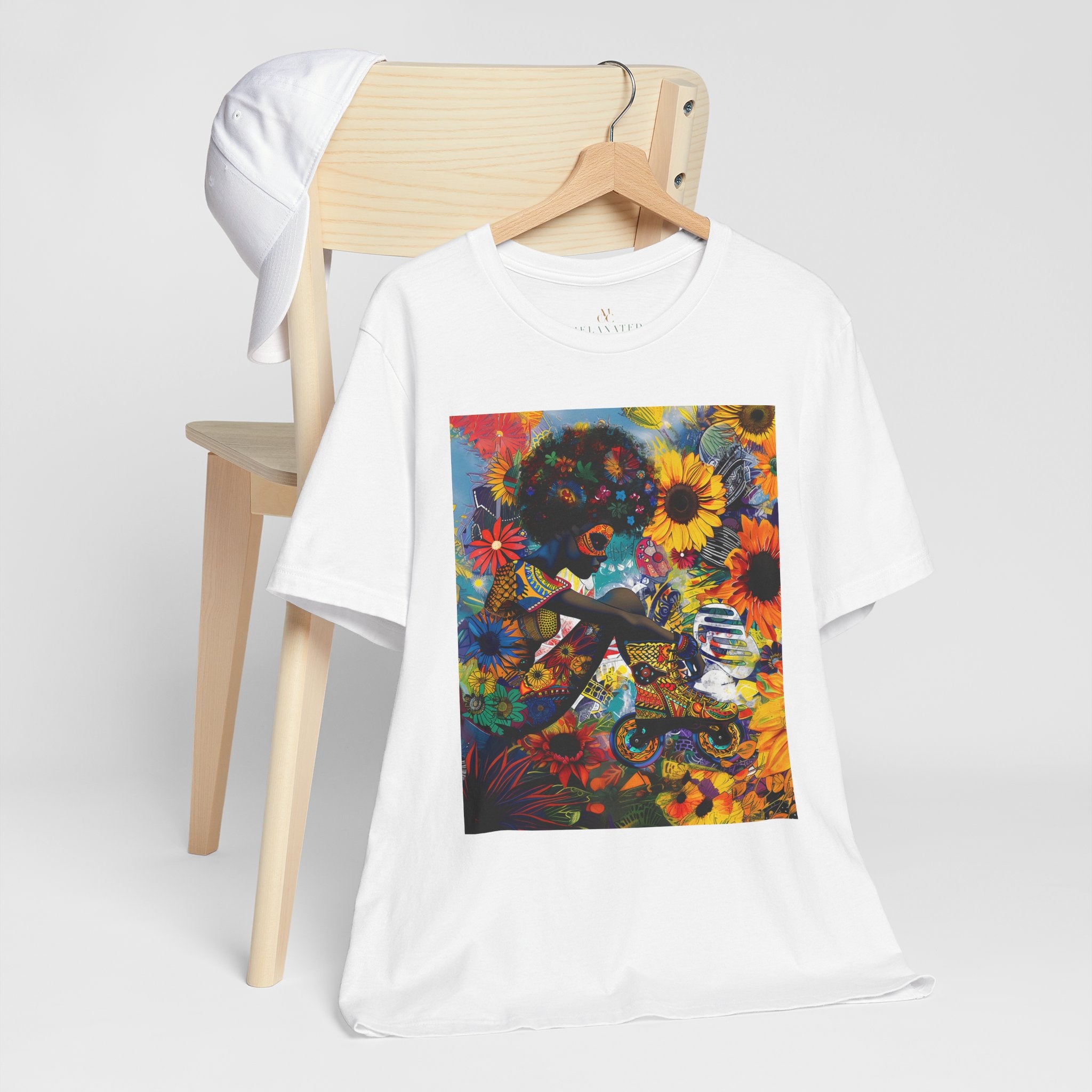 African American Woman Roller Skater Tee in white.