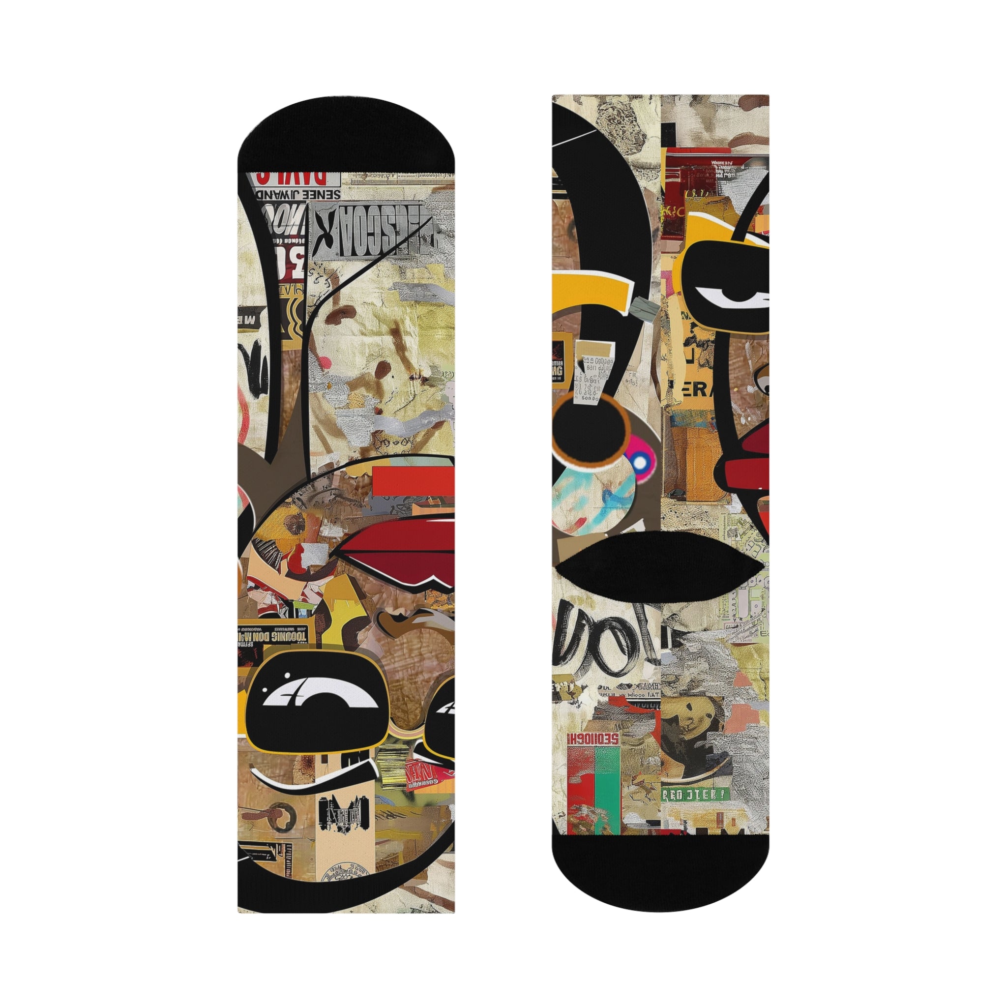 Boss Babe crew socks featuring Afrocentric graffiti art of a stylish Black woman cartoon named Keisha, celebrating confidence, melanin, and empowerment.