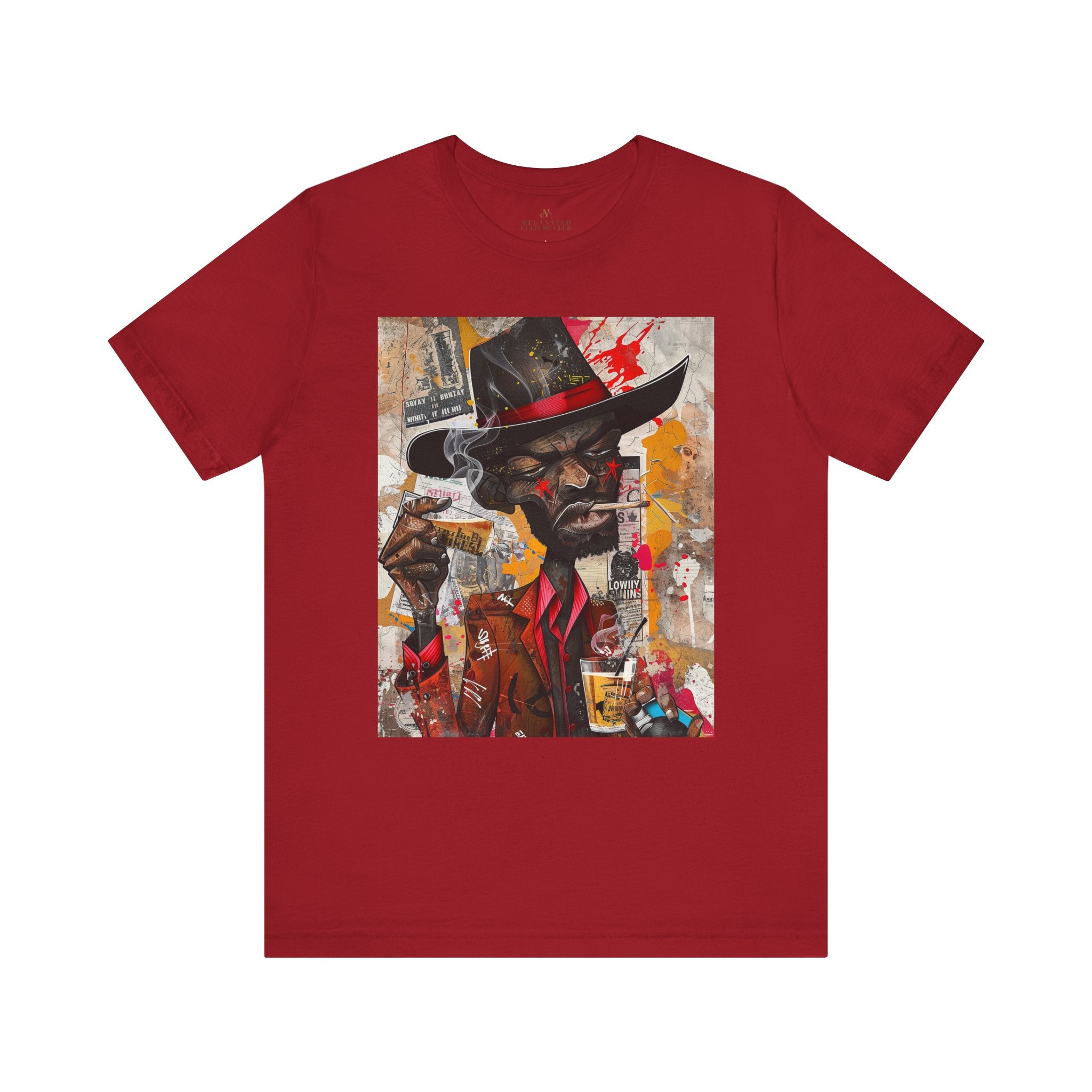 Gangster Black Cowboy Tee Cartoon - Style 11 in red