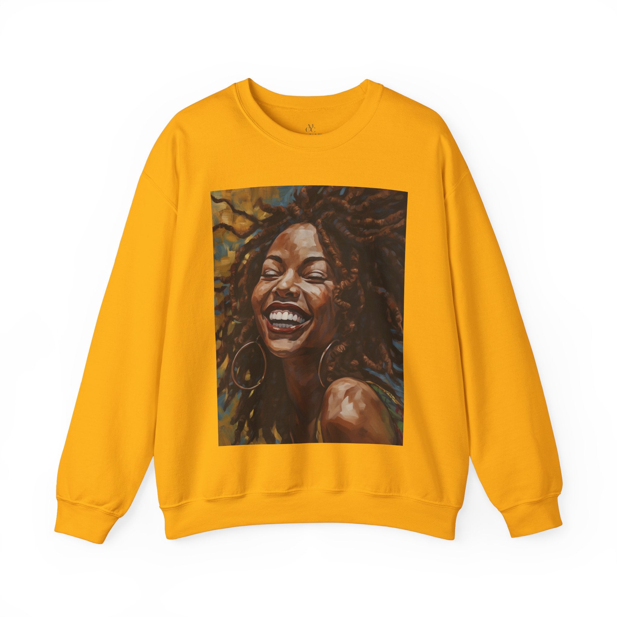 Afro Locs Girl sweatshirt in gold.