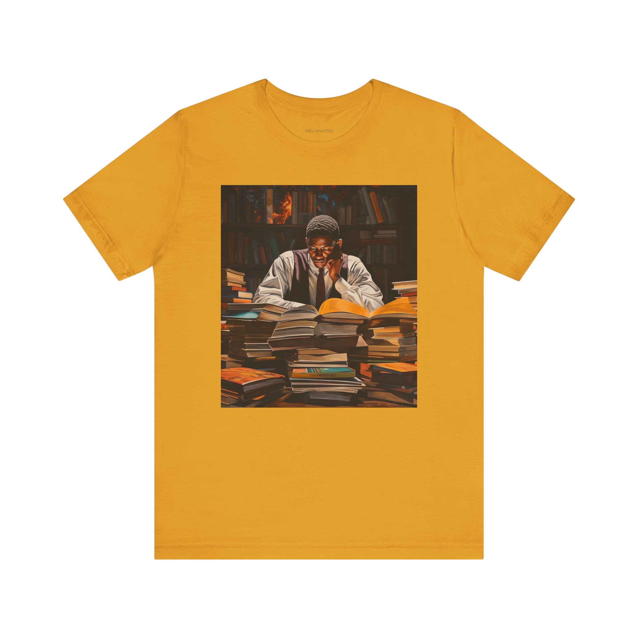 Black Male Student Tee Shirt in mustard.