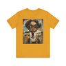 Rosa Parks Mugshot T-Shirt featuring her 1955 booking photo in a bold graphic design. Afrocentric streetwear style honoring civil rights history and Black heritage.