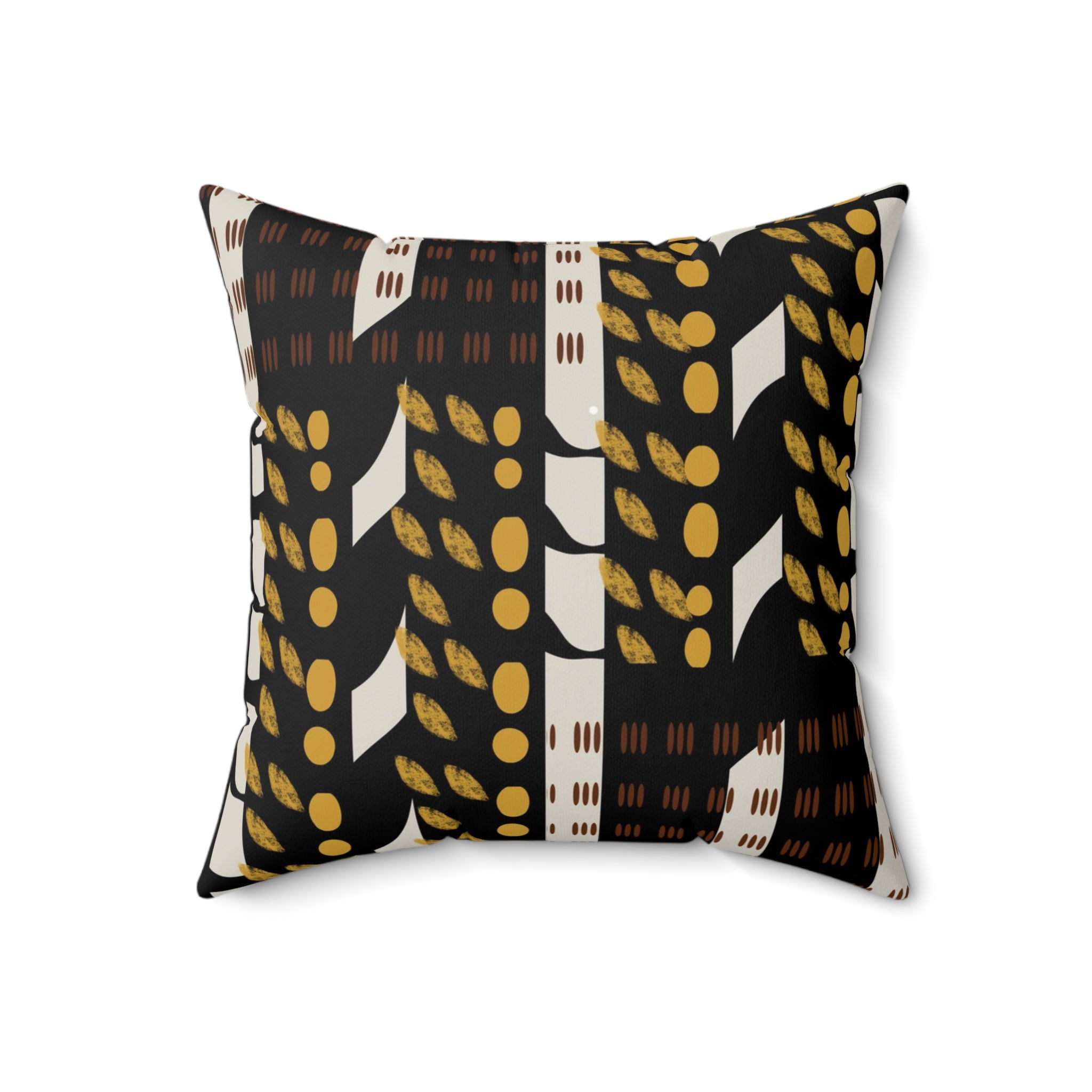African Mud Cloth Faux Suede Square Pillow with bold geometric tribal patterns in earthy tones. African print sofa pillow featuring Afrocentric design, perfect for modern, bohemian, or culturally inspired home decor.
