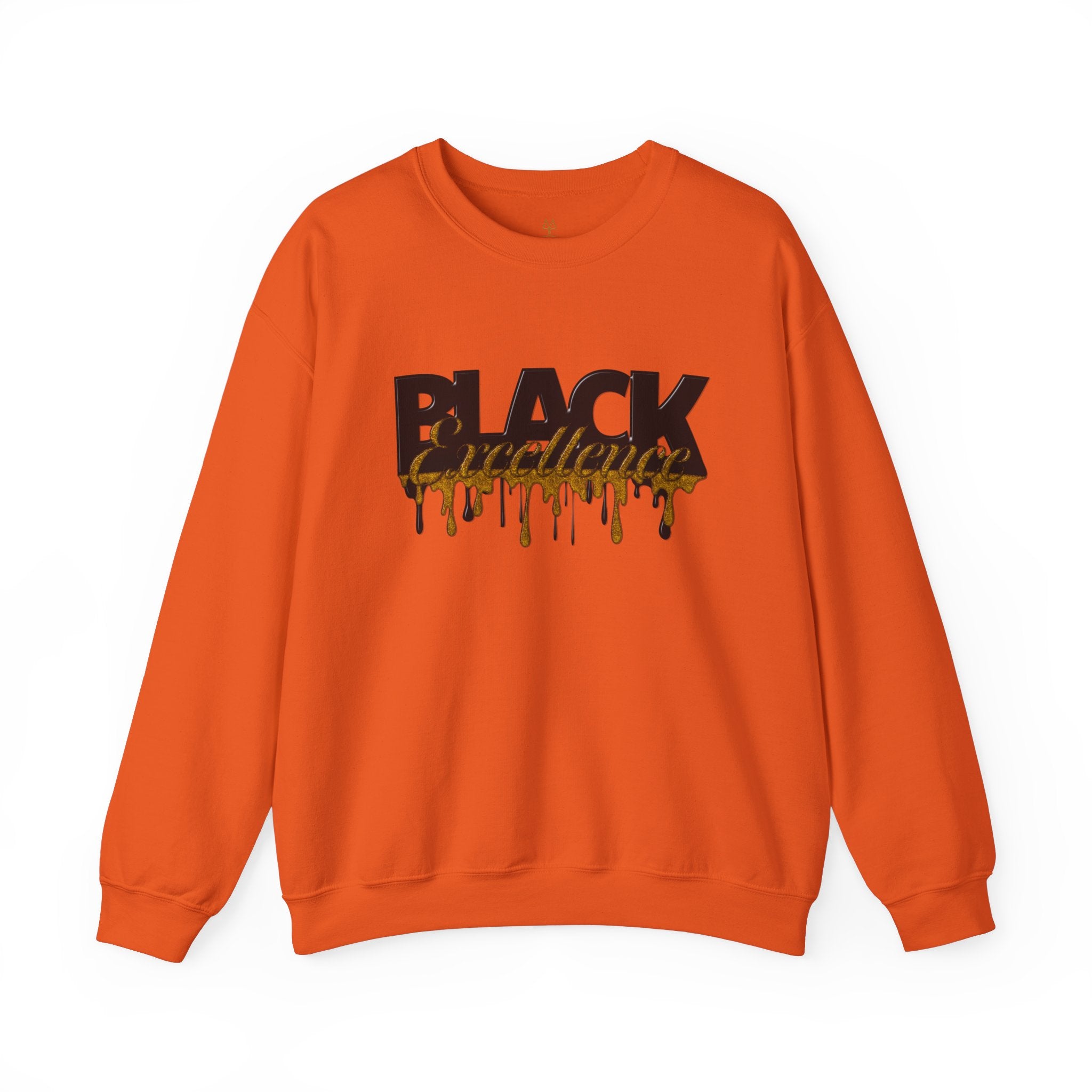 Black Excellence long sleeve sweatshirt in orange.