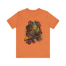 Roller Skater Psychedelic Afrocentric Style Tee in orange.