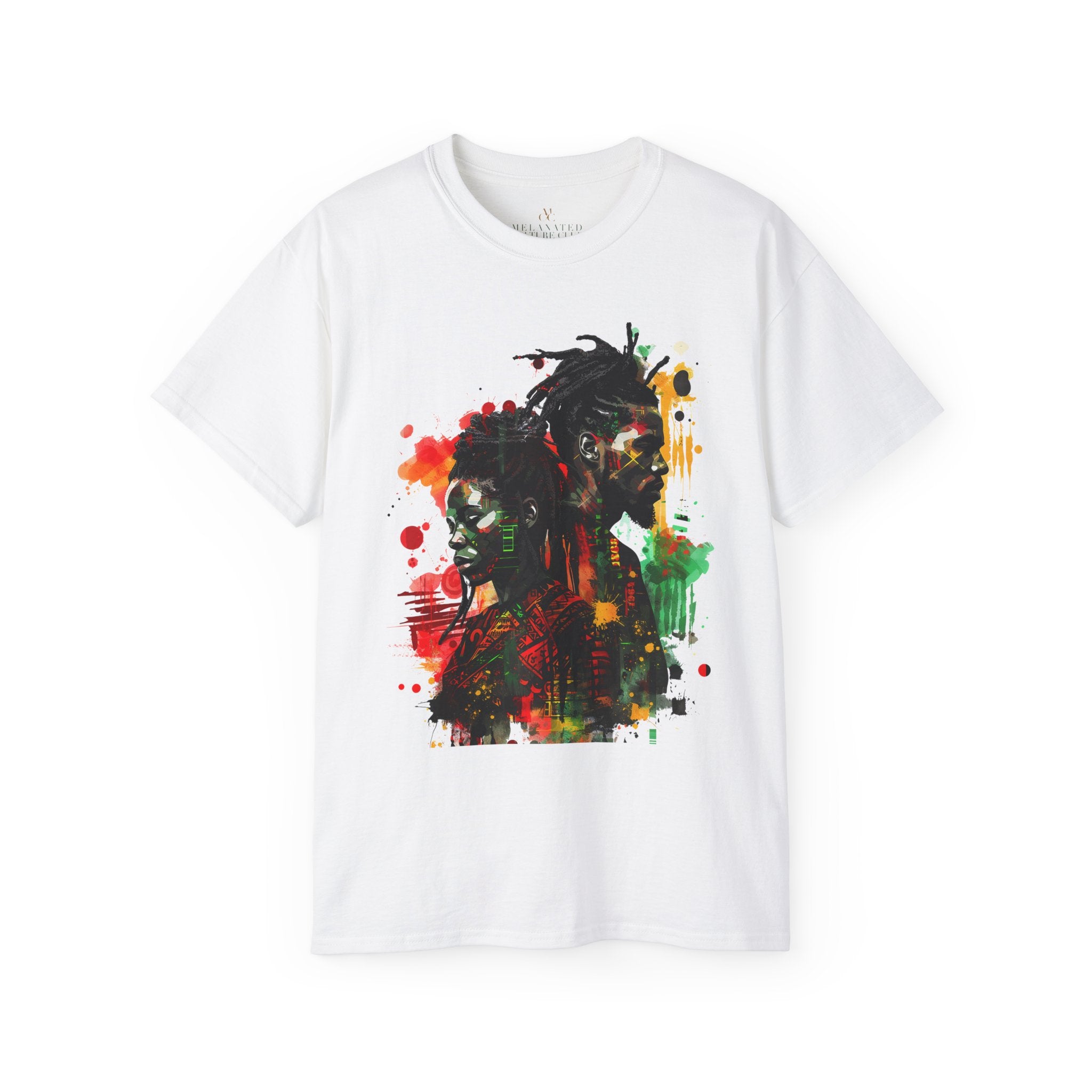 Abstract art tee shirt in white.