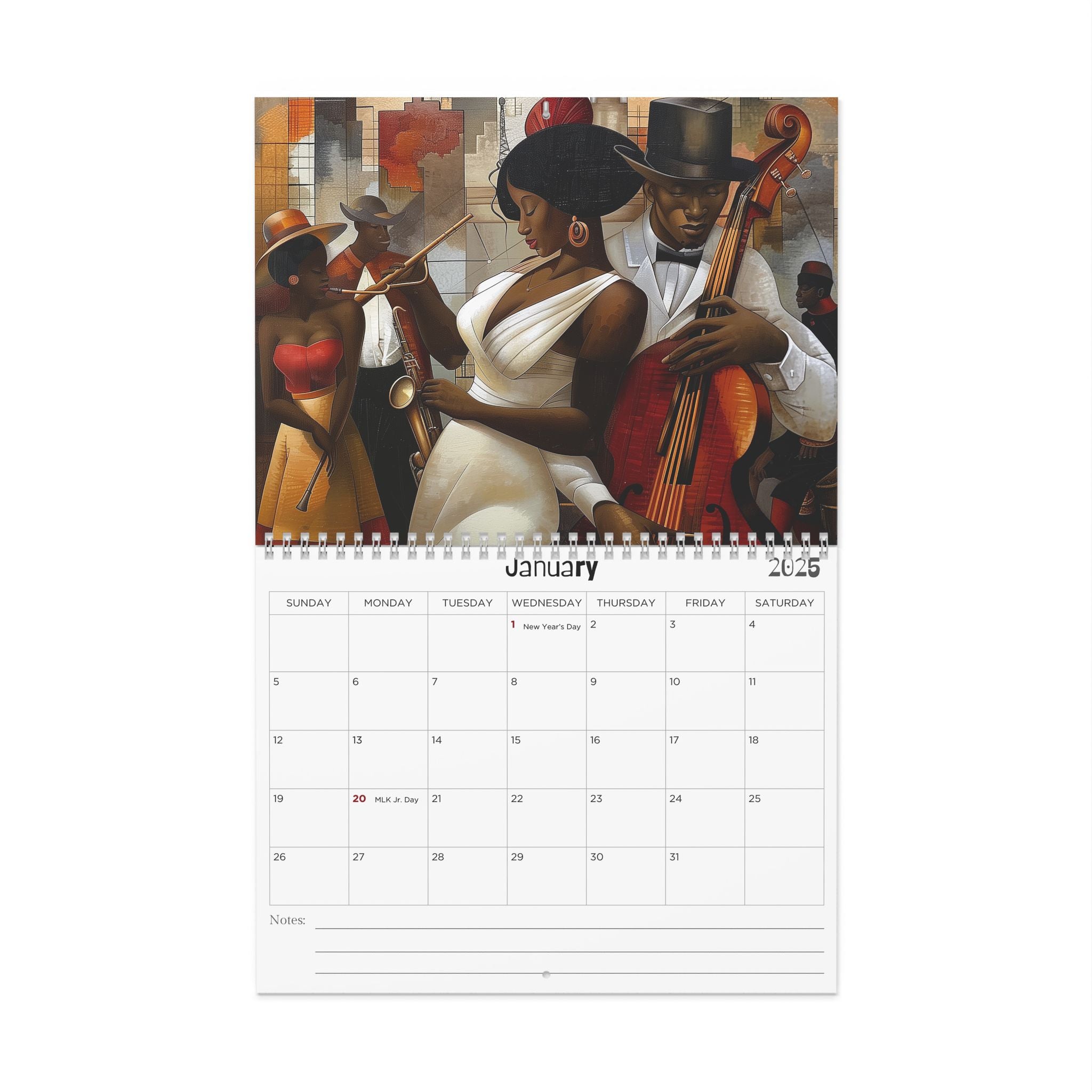 Harlem Renaissance 2025 Jazz Era Wall Calendar