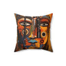 Front view of 16" x 16" African Abstract Art Pillow.