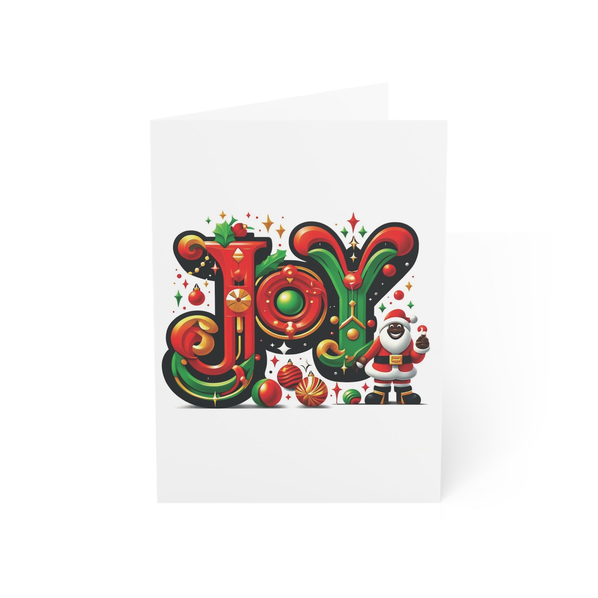 African American Santa Claus Joy Christmas Cards - Style 13