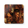 Set of four African Mask beverage coasters featuring vibrant Afrocentric artwork with cork backing, perfect for protecting tables while adding African American cultural style to living rooms, coffee tables, kitchens, and home bars.