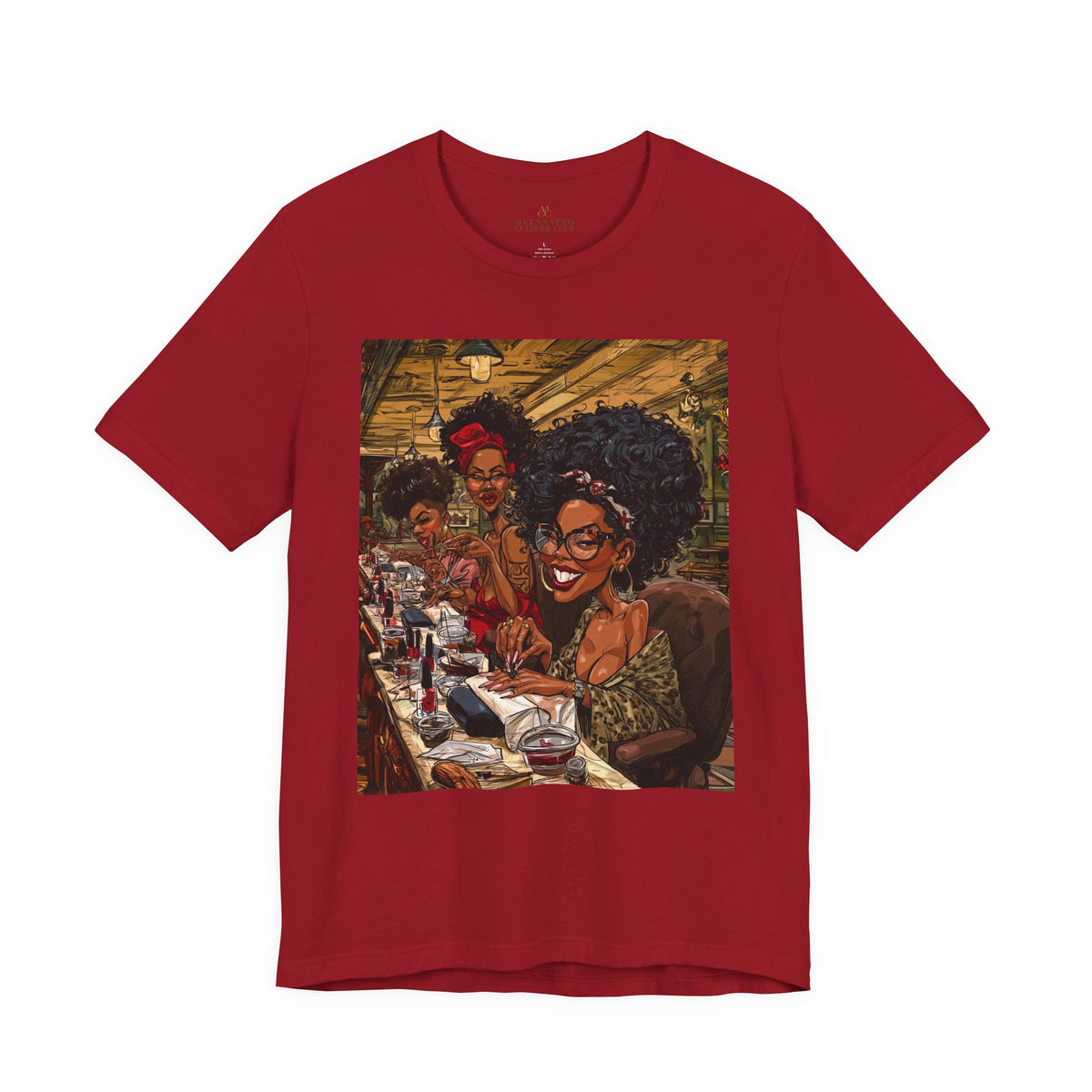 Black Women Nail Salon T-Shirt - Afrocentric Beauty Shop Graphic Tee - Black Girl Self Care Shirt - Color Red