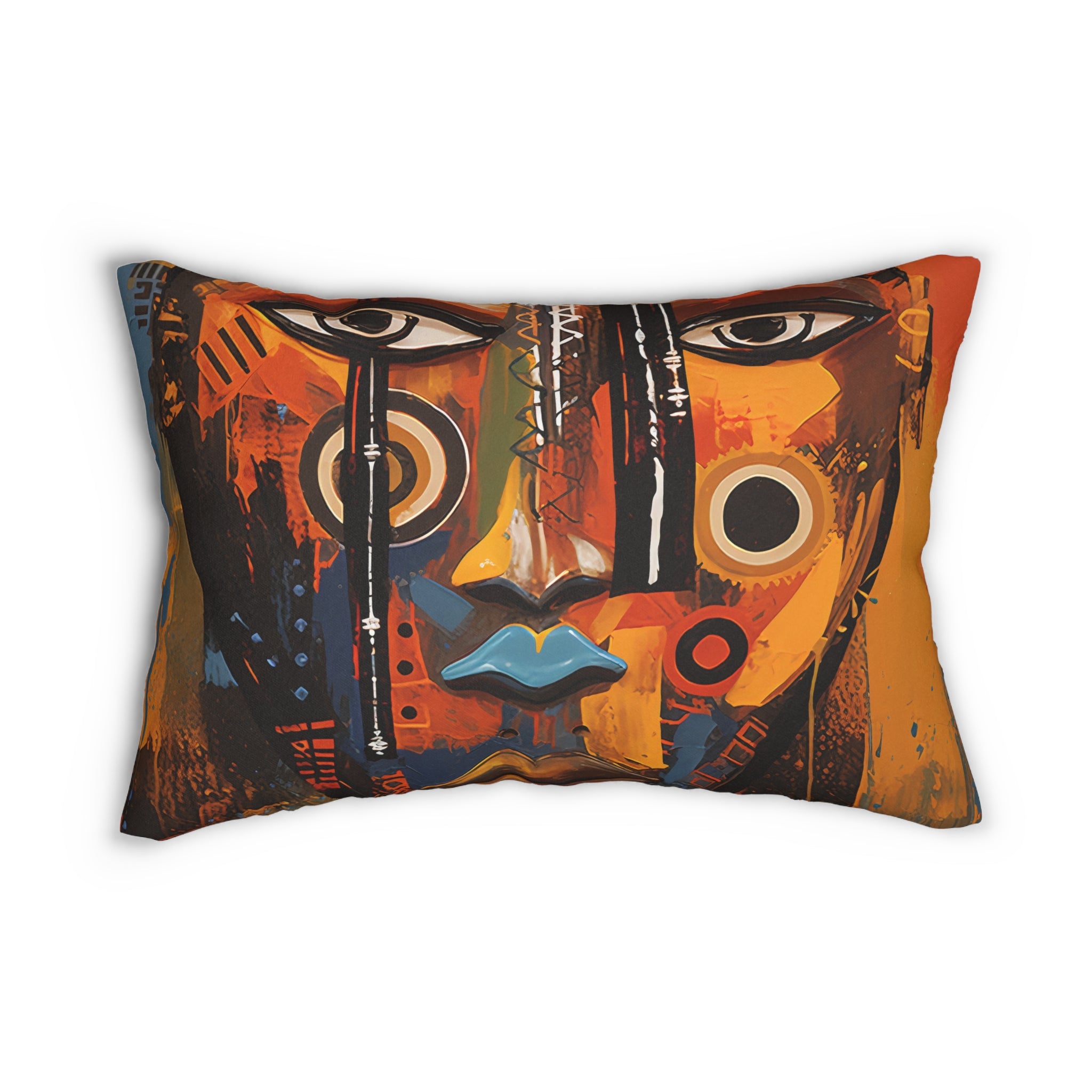 Front view of 20" x 14" African Abstract Art Pillow.