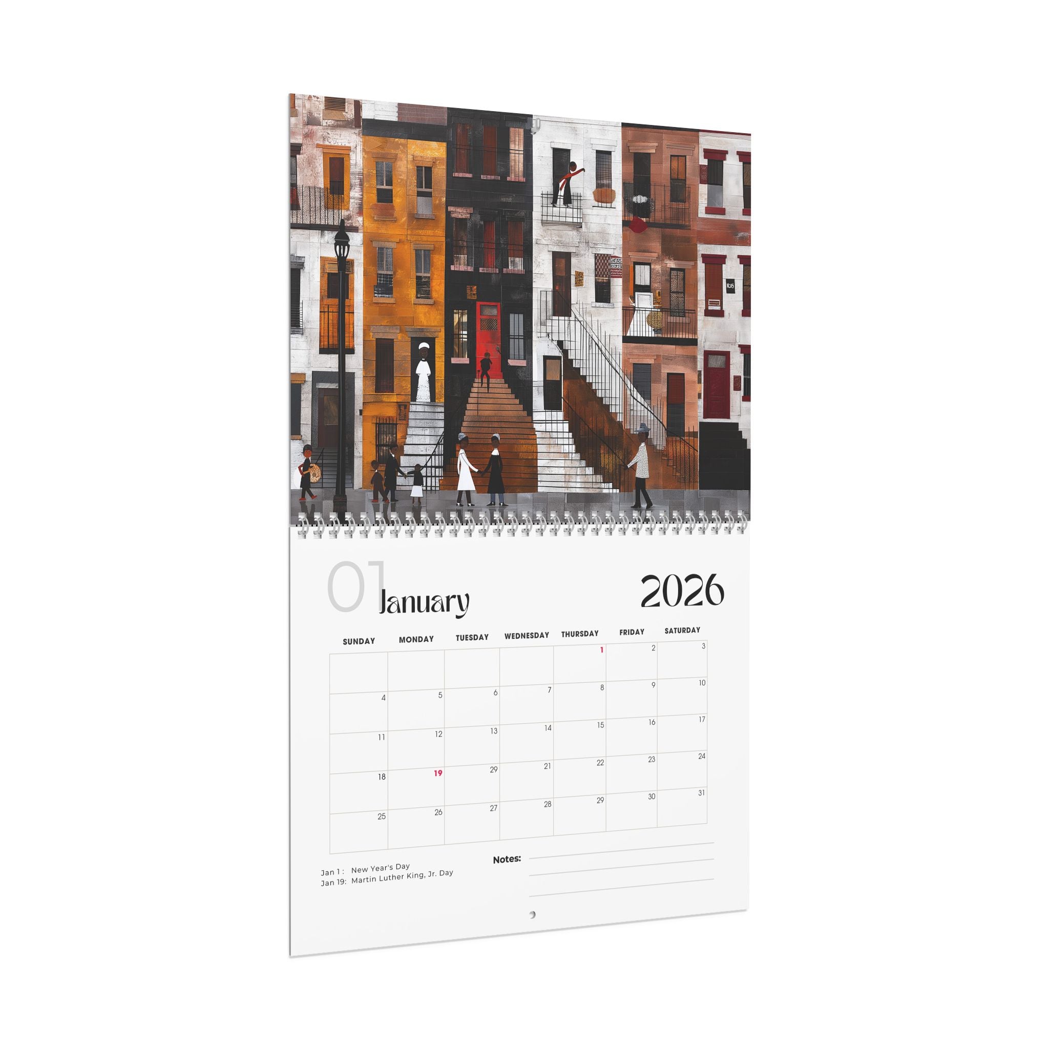 2026 Harlem Neighborhood Wall Calendar featuring African American lifestyle art. Afrocentric calendar with Harlem street life, cultural pride, and vibrant Black community representation—perfect for home or office décor. (14 in. x 11.5 in)