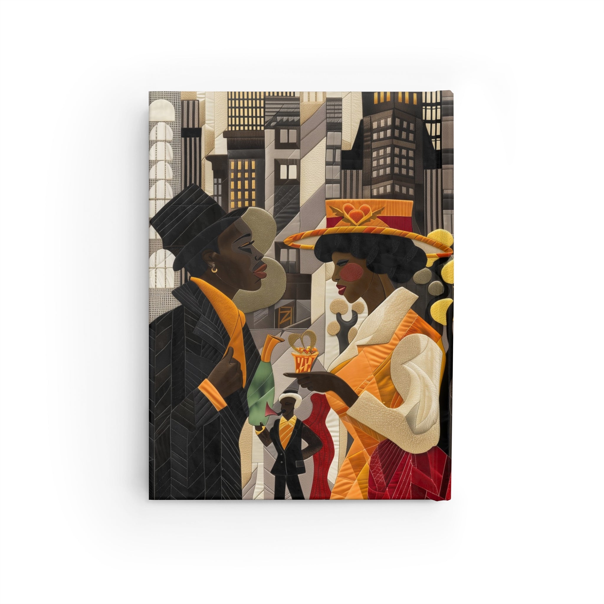 Black Couple Journal featuring a Harlem Renaissance-era African American couple in New York City. A stylish artist sketchbook perfect for writing, journaling, and celebrating Black culture and history.