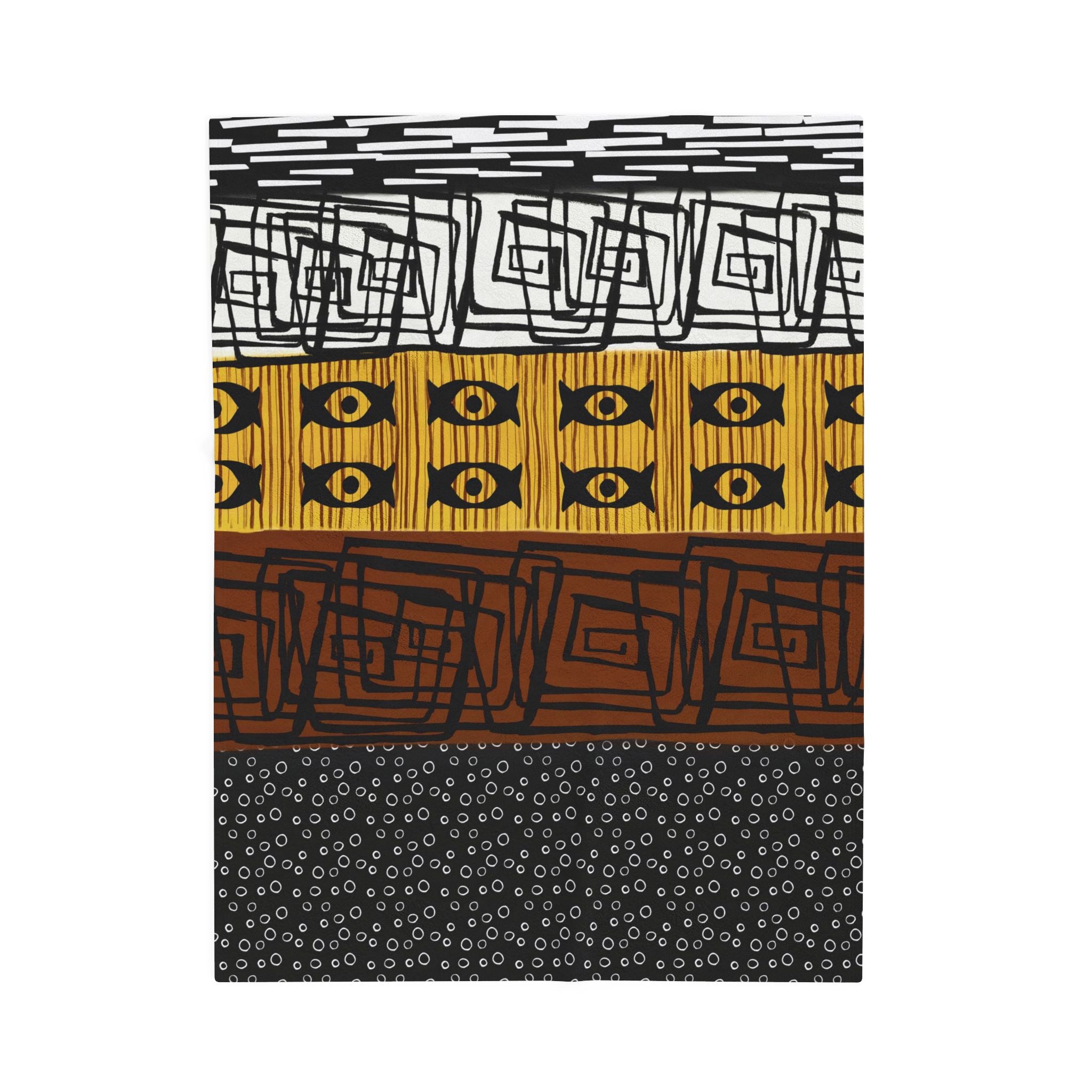 African Mud Cloth Velveteen Blanket with tribal pattern – Ethnic design ideal for Afrocentric home décor.