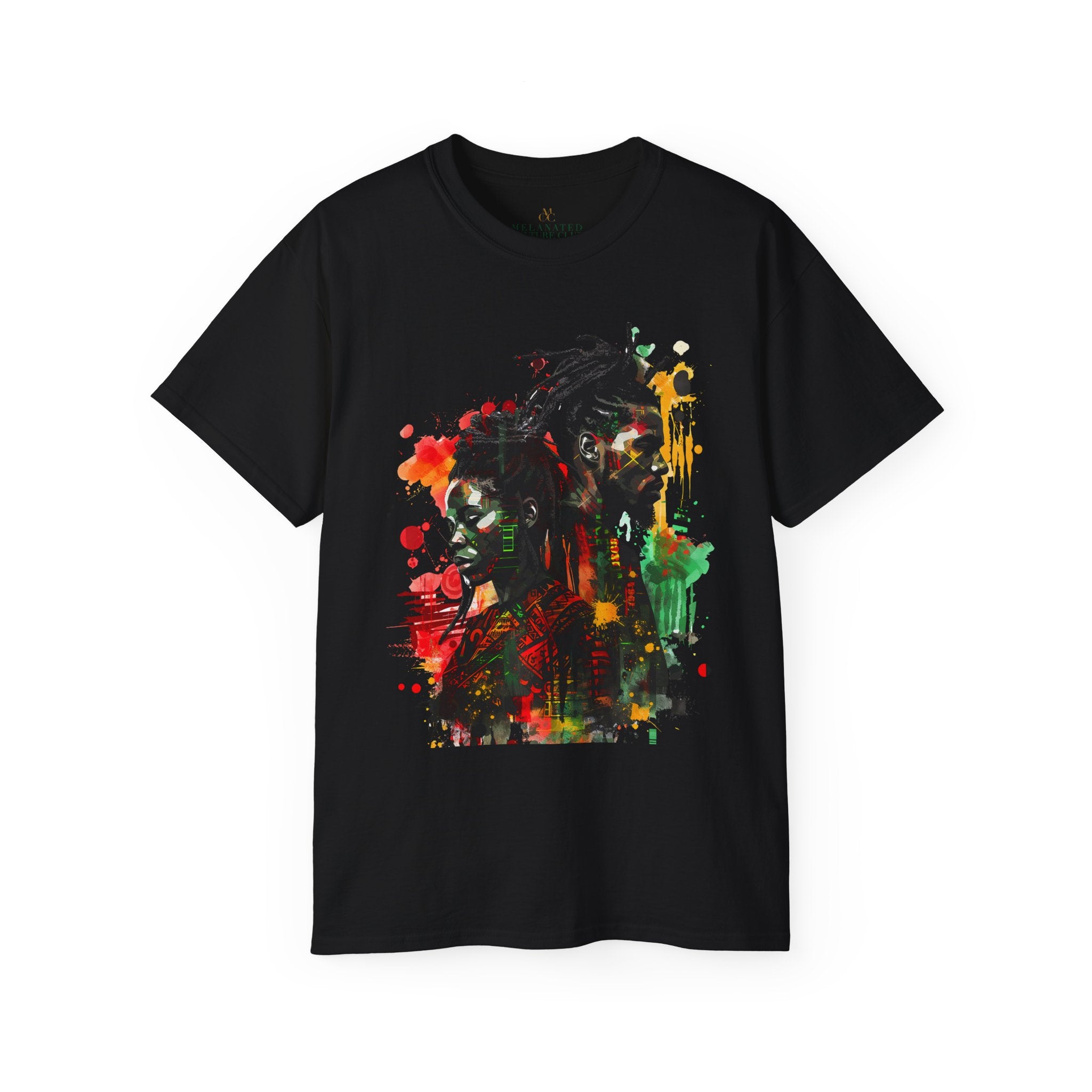 Abstract art tee shirt in black.