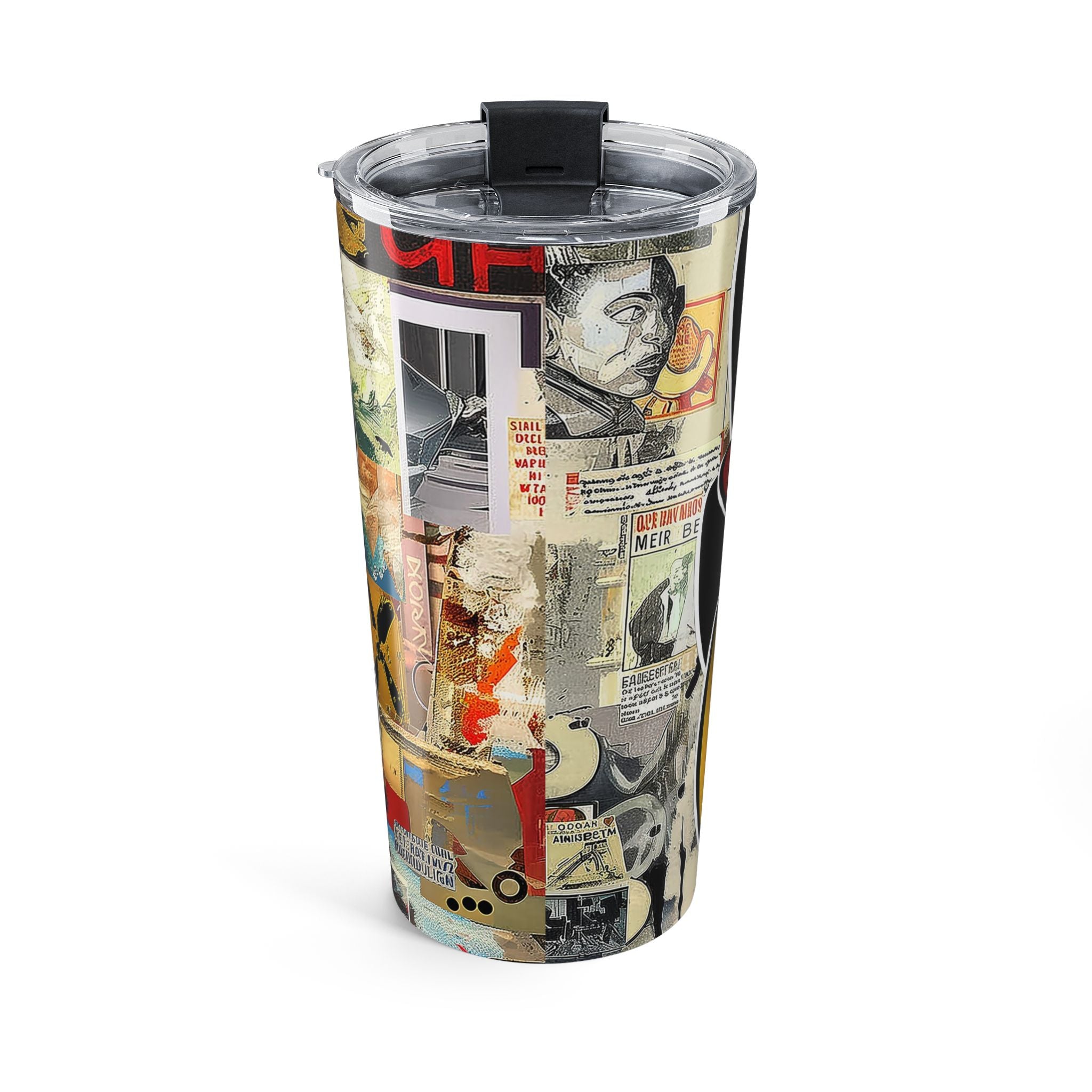 20 oz Boss Babe Latisha tumbler with graffiti style illustration of a confident woman, featuring a clear push-on lid and rubber gasket, suitable for hot and cold drinks