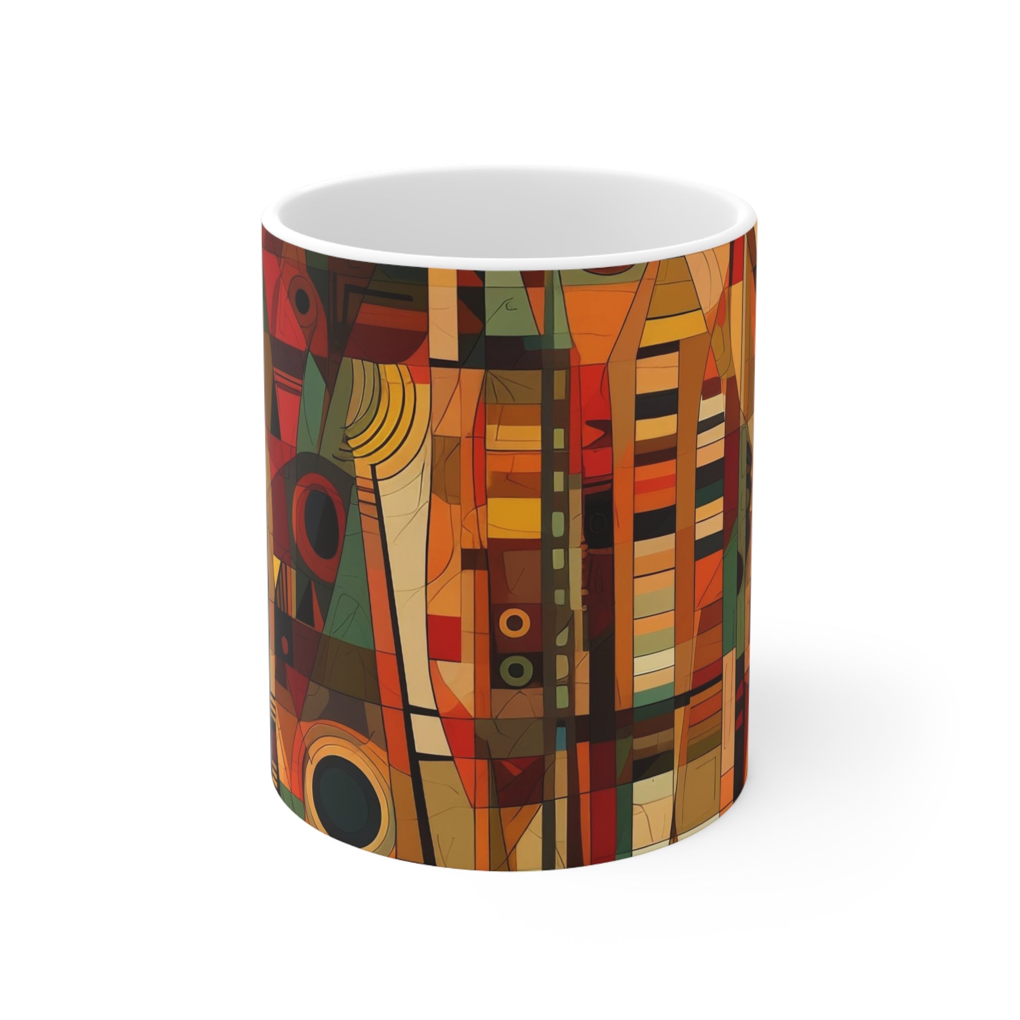 Front view of Afrocentric Abstract Coffee Mug - Style  No. 04