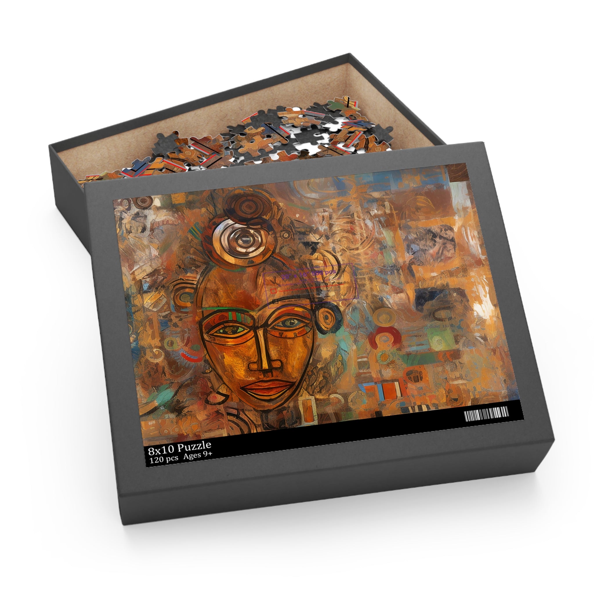 Box cover view of 8x10 African Abstract Art Puzzle.
