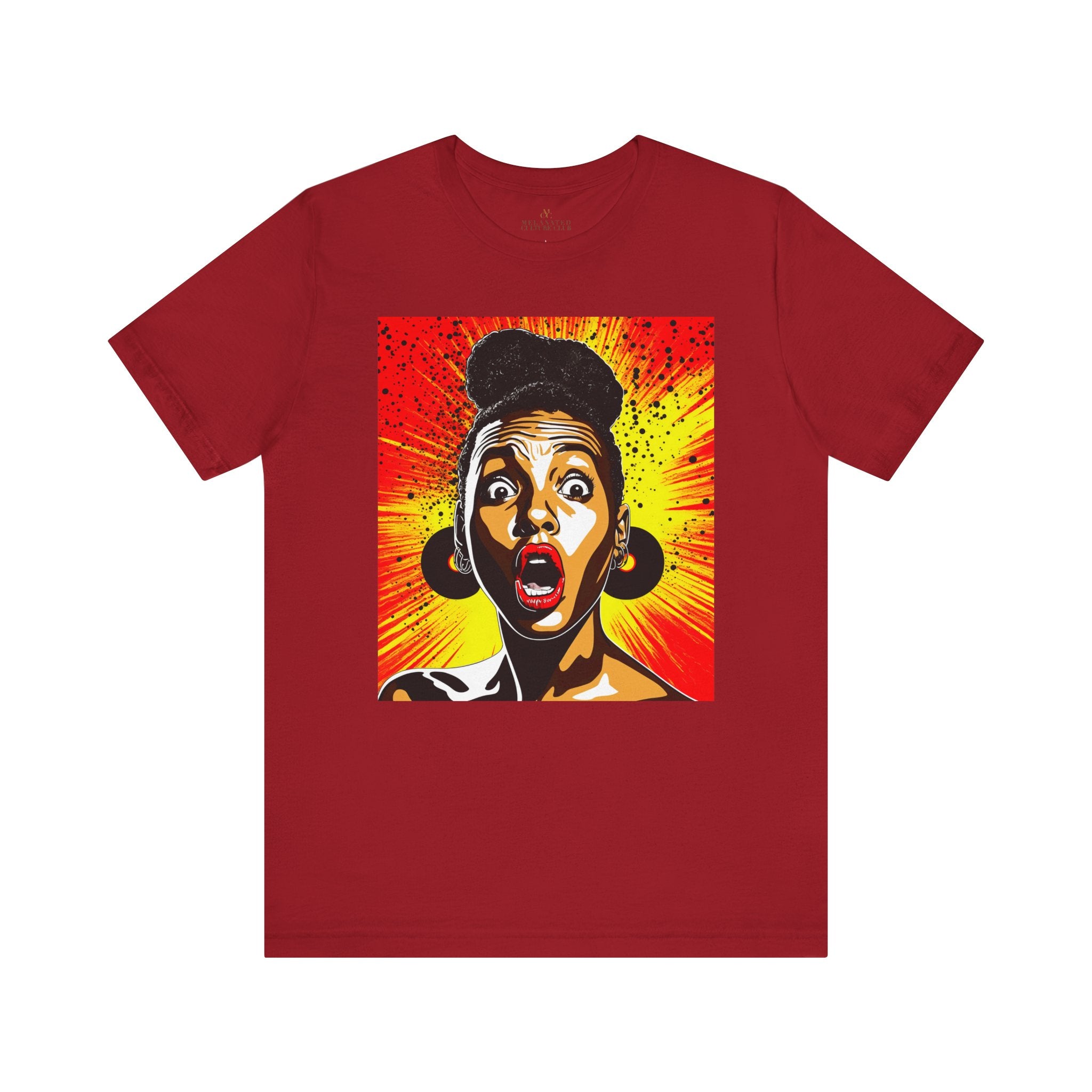 Afrocentric Pop Art Tee Shirt in red.