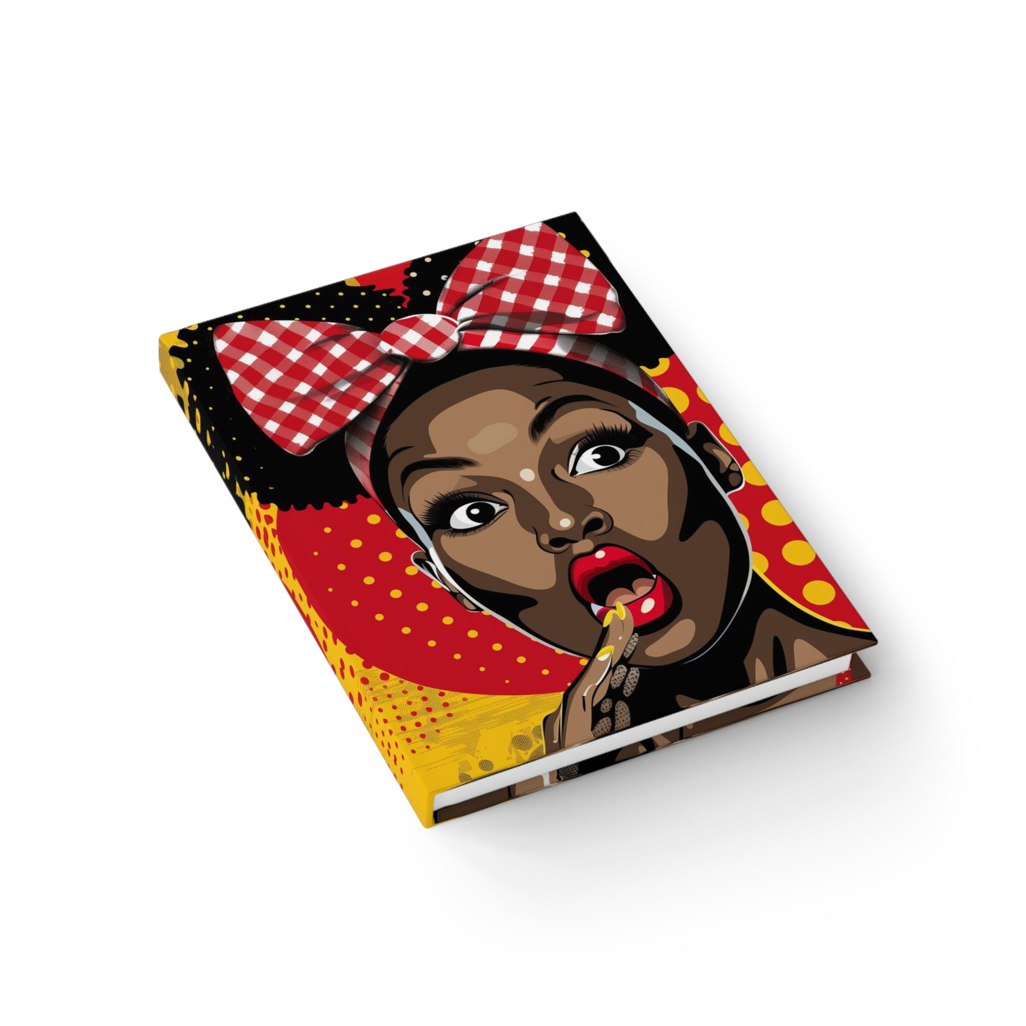 Black Girl Shocked Journal with a pop art comic book style illustration, featuring a surprised Black woman. Afrocentric notebook for sketching, writing, or journaling.